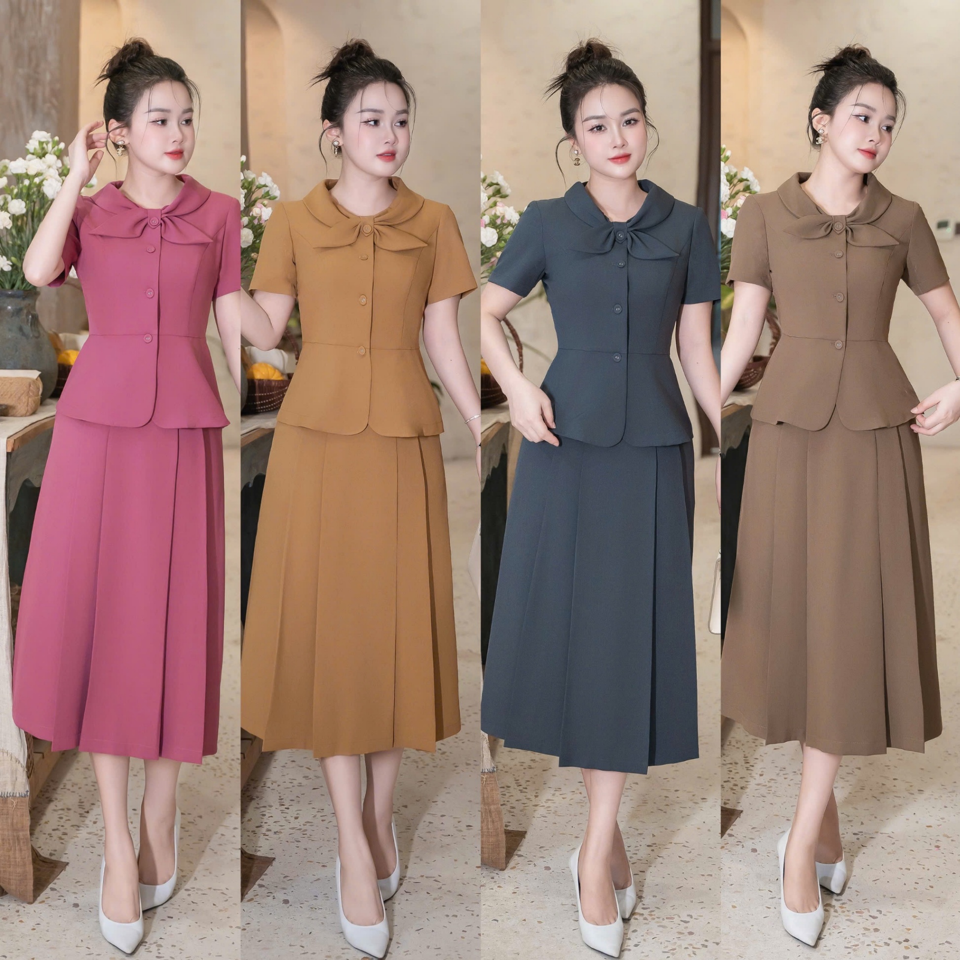 SV2 Set áo kí giả cv xếp ly