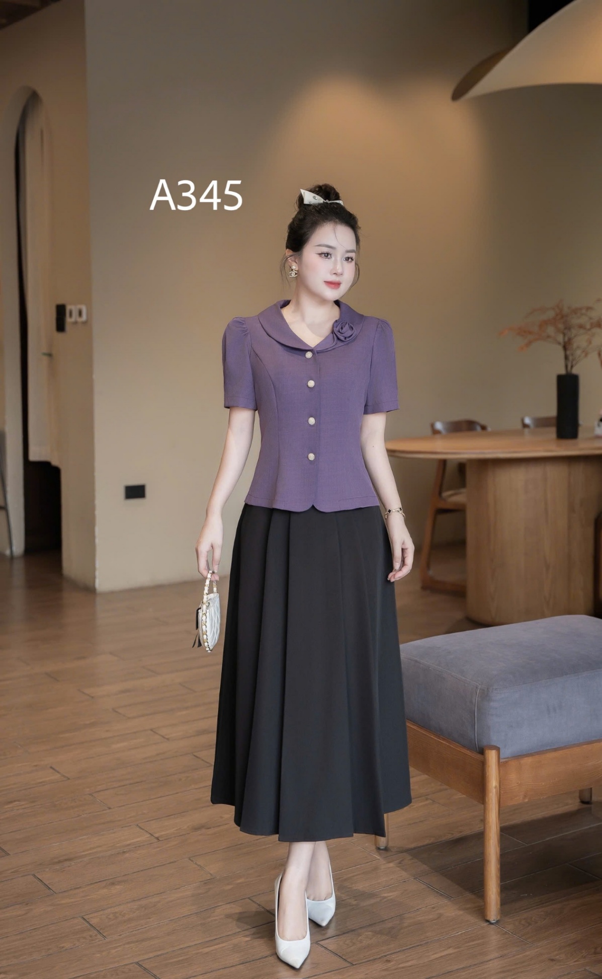 A345 Áo kí giả cổ hoa