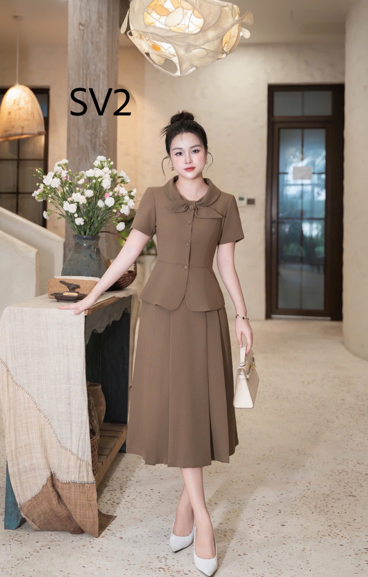 SV2 Set áo kí giả cv xếp ly