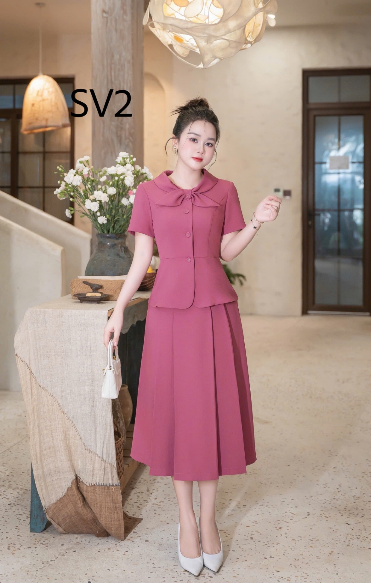 SV2 Set áo kí giả cv xếp ly