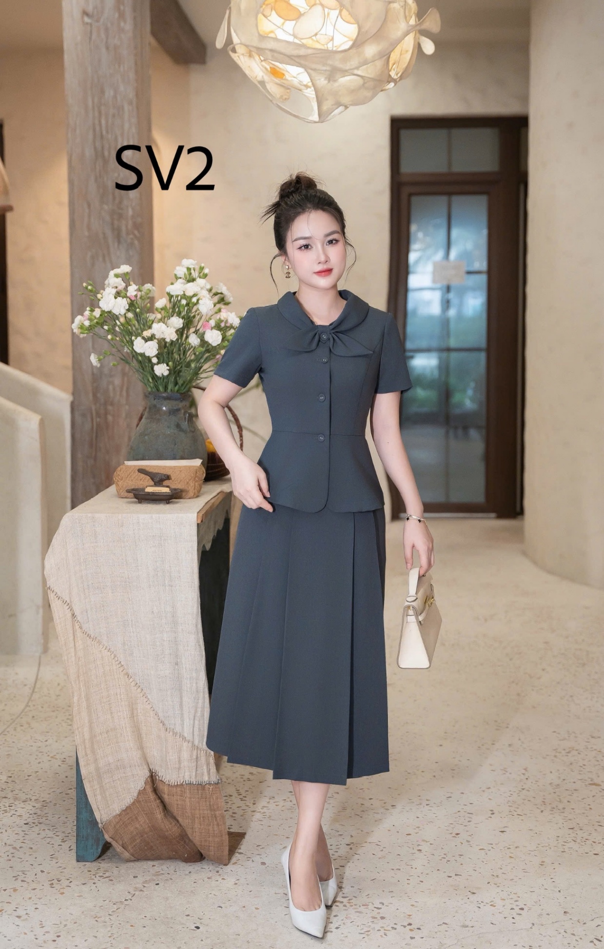 SV2 Set áo kí giả cv xếp ly