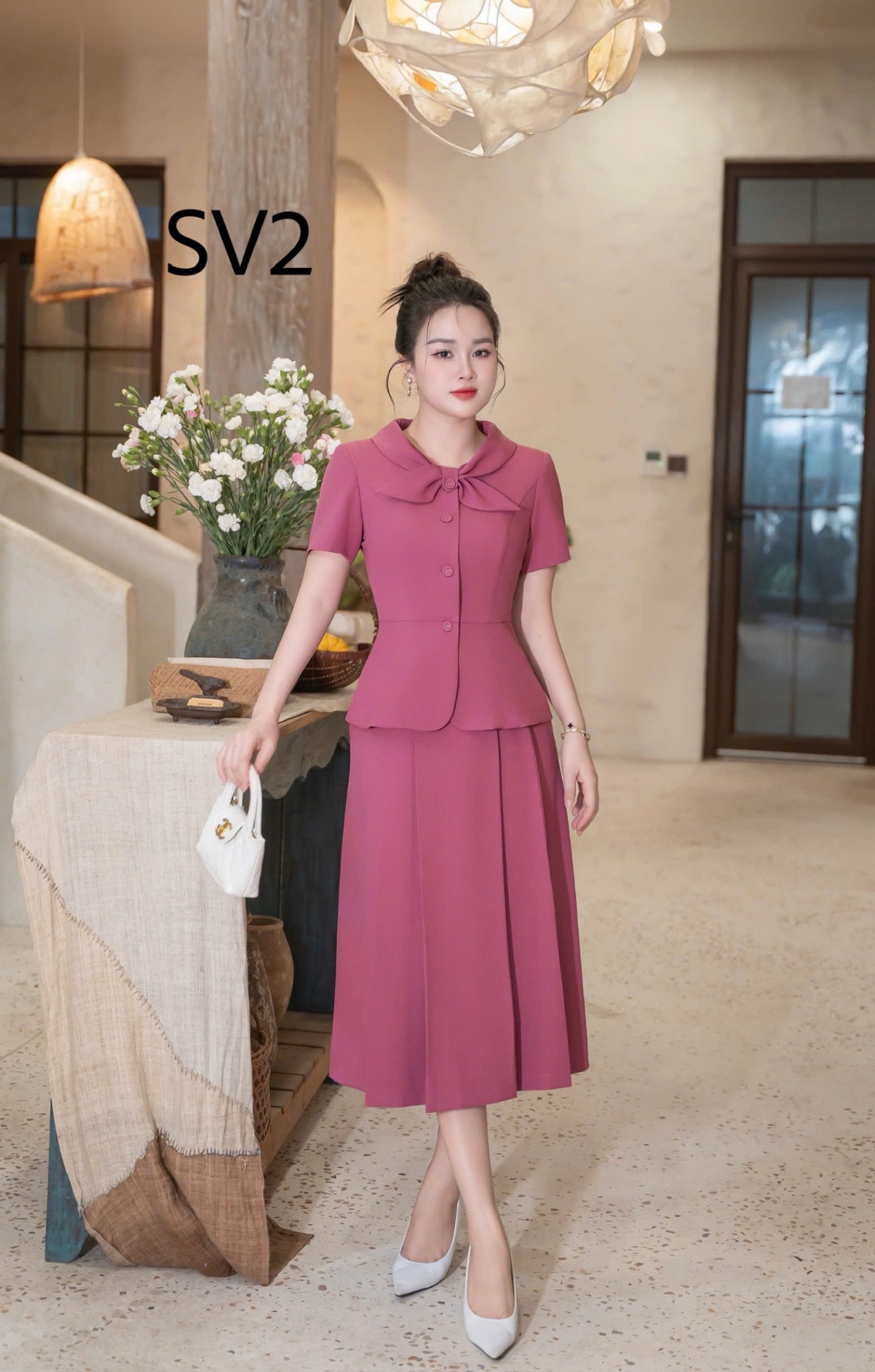 SV2 Set áo kí giả cv xếp ly