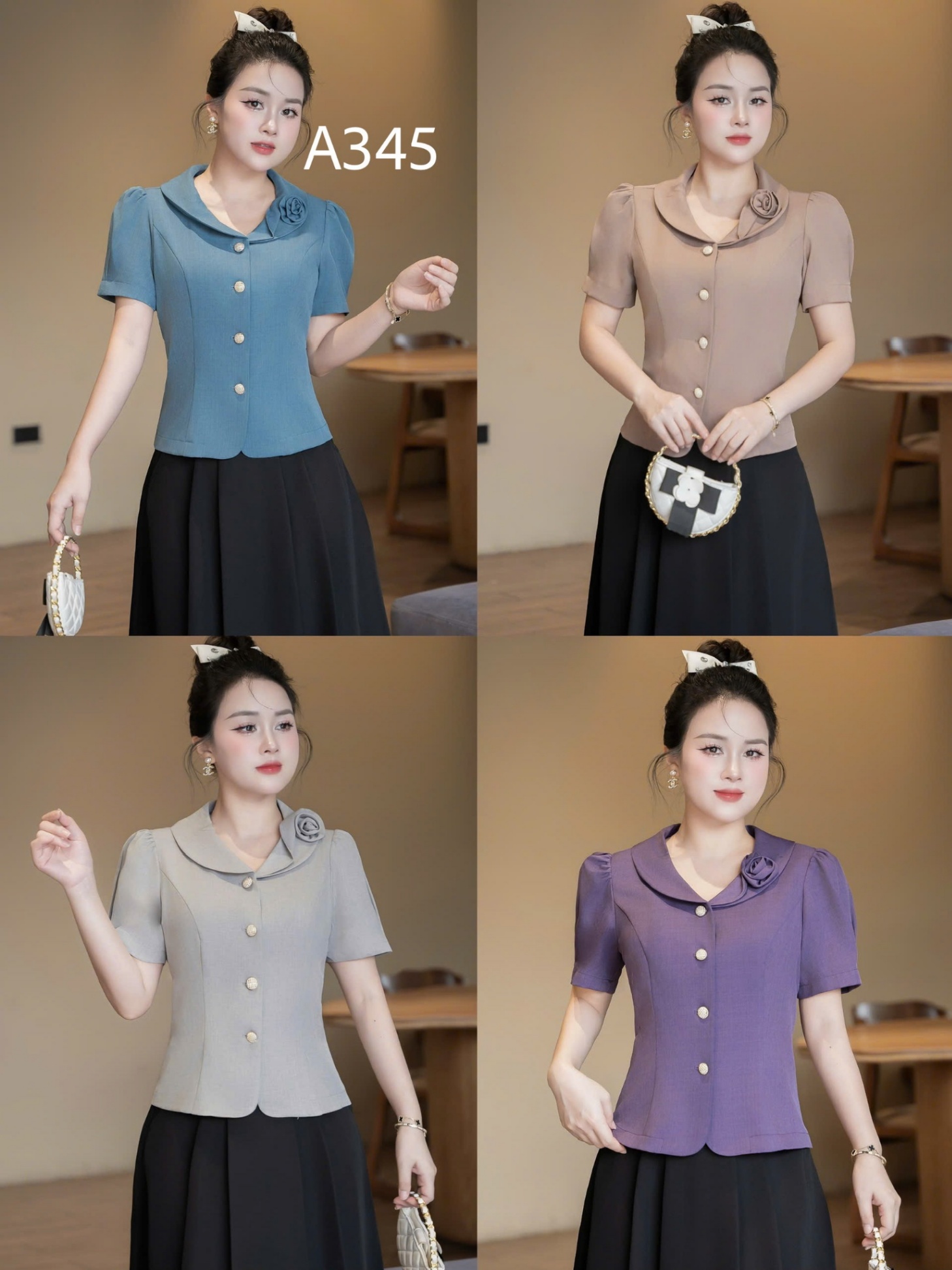 A345 Áo kí giả cổ hoa