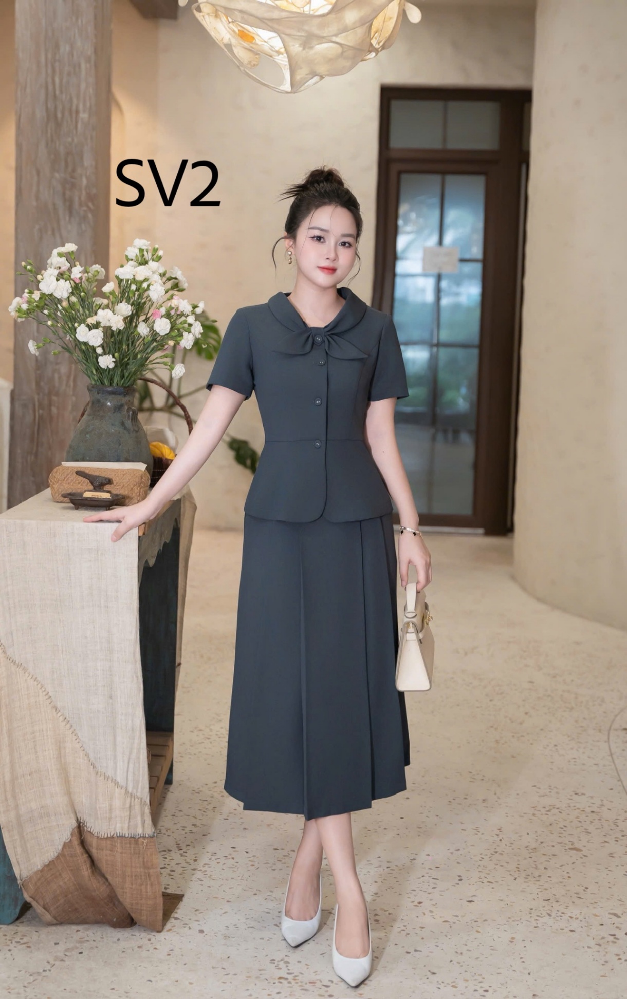 SV2 Set áo kí giả cv xếp ly