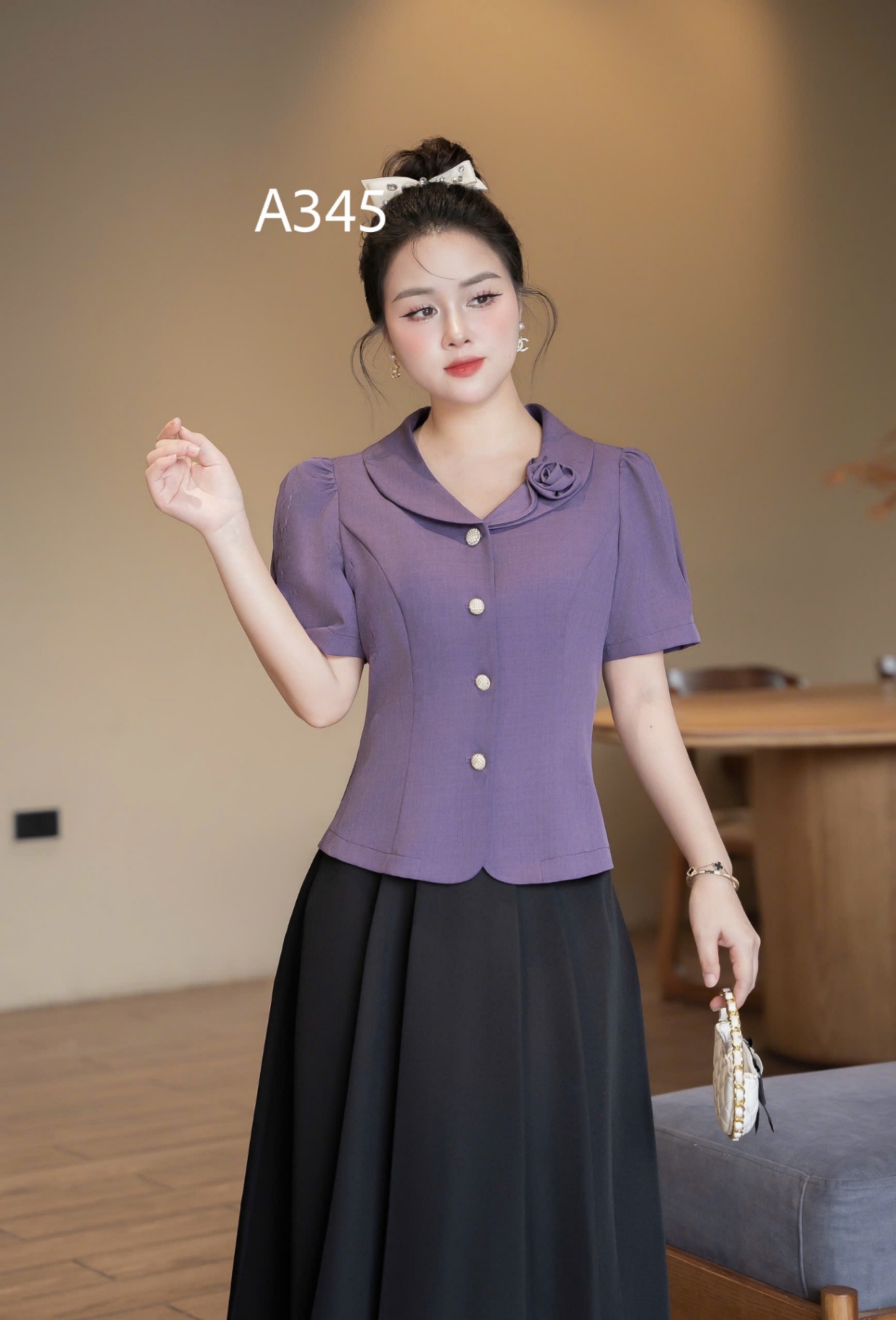 A345 Áo kí giả cổ hoa