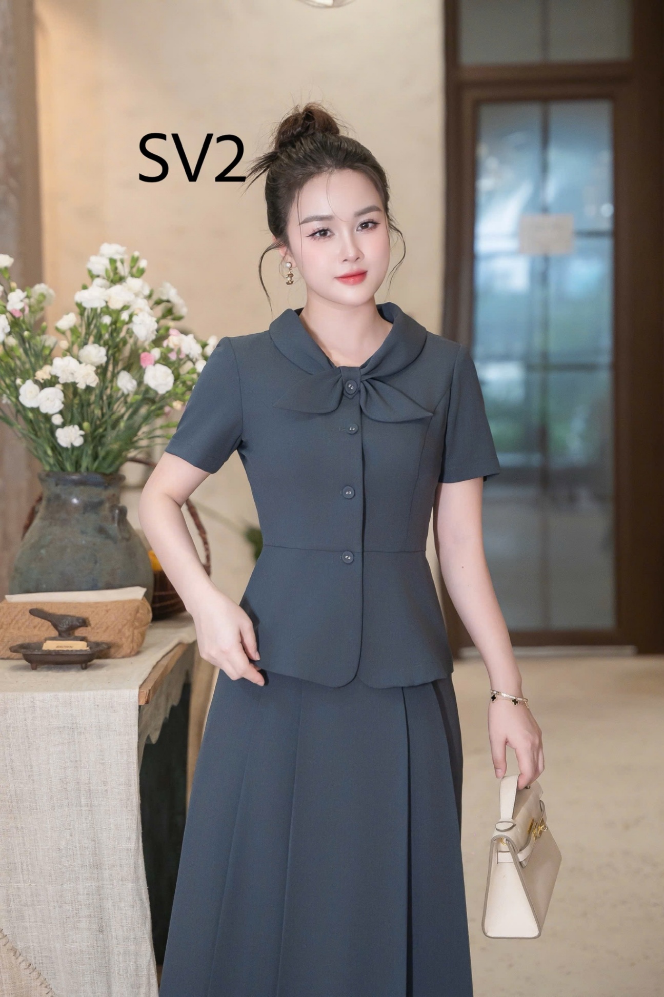 SV2 Set áo kí giả cv xếp ly