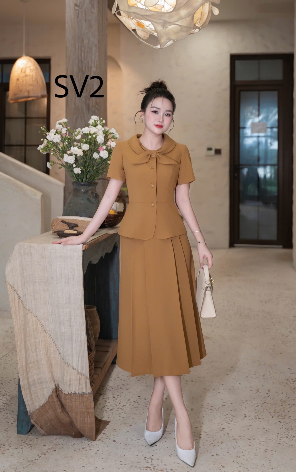 SV2 Set áo kí giả cv xếp ly