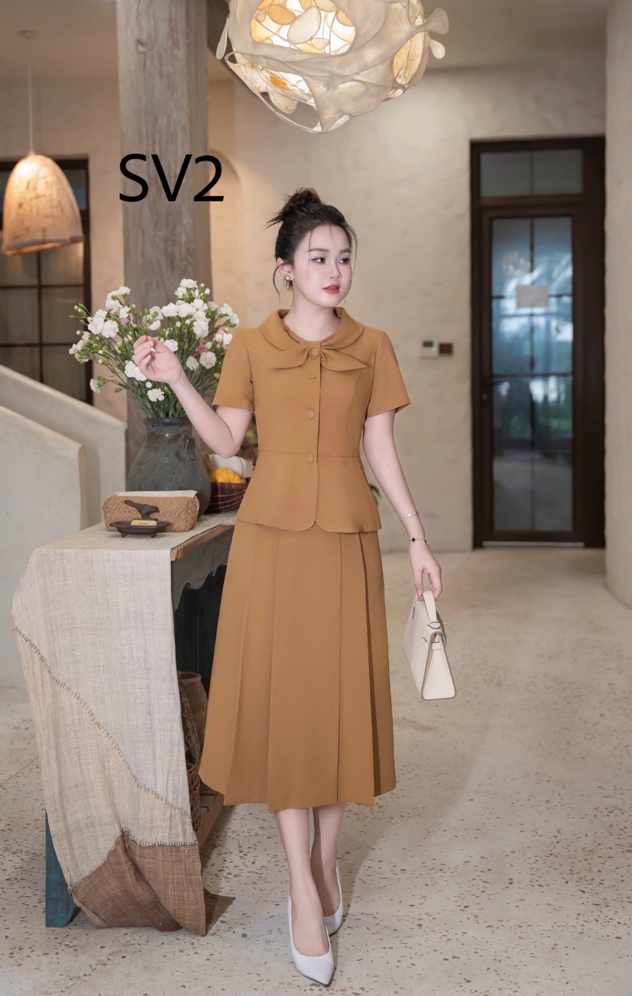 SV2 Set áo kí giả cv xếp ly
