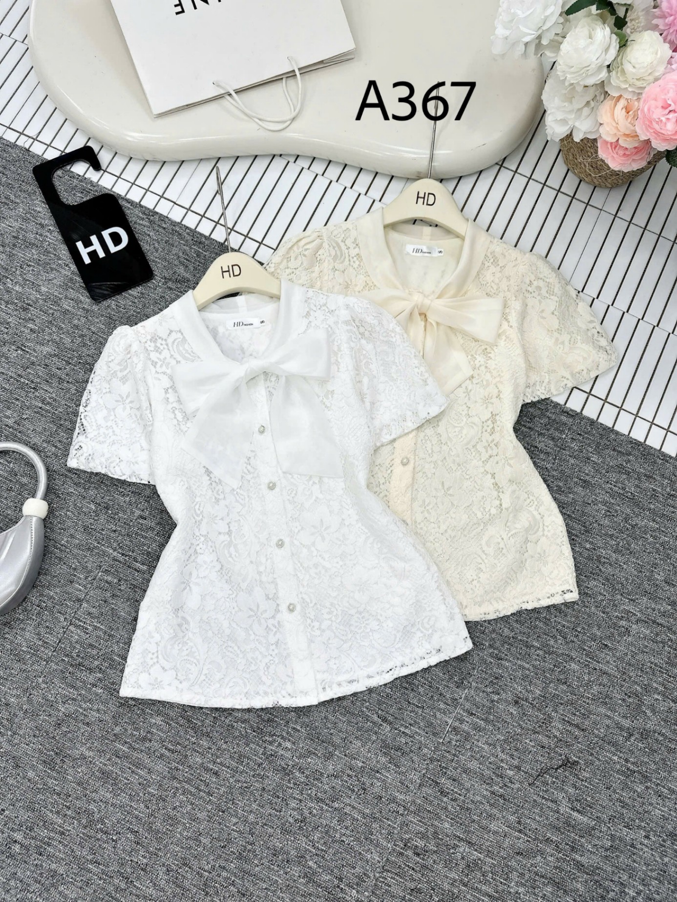 A367 Áo ren cổ nơ