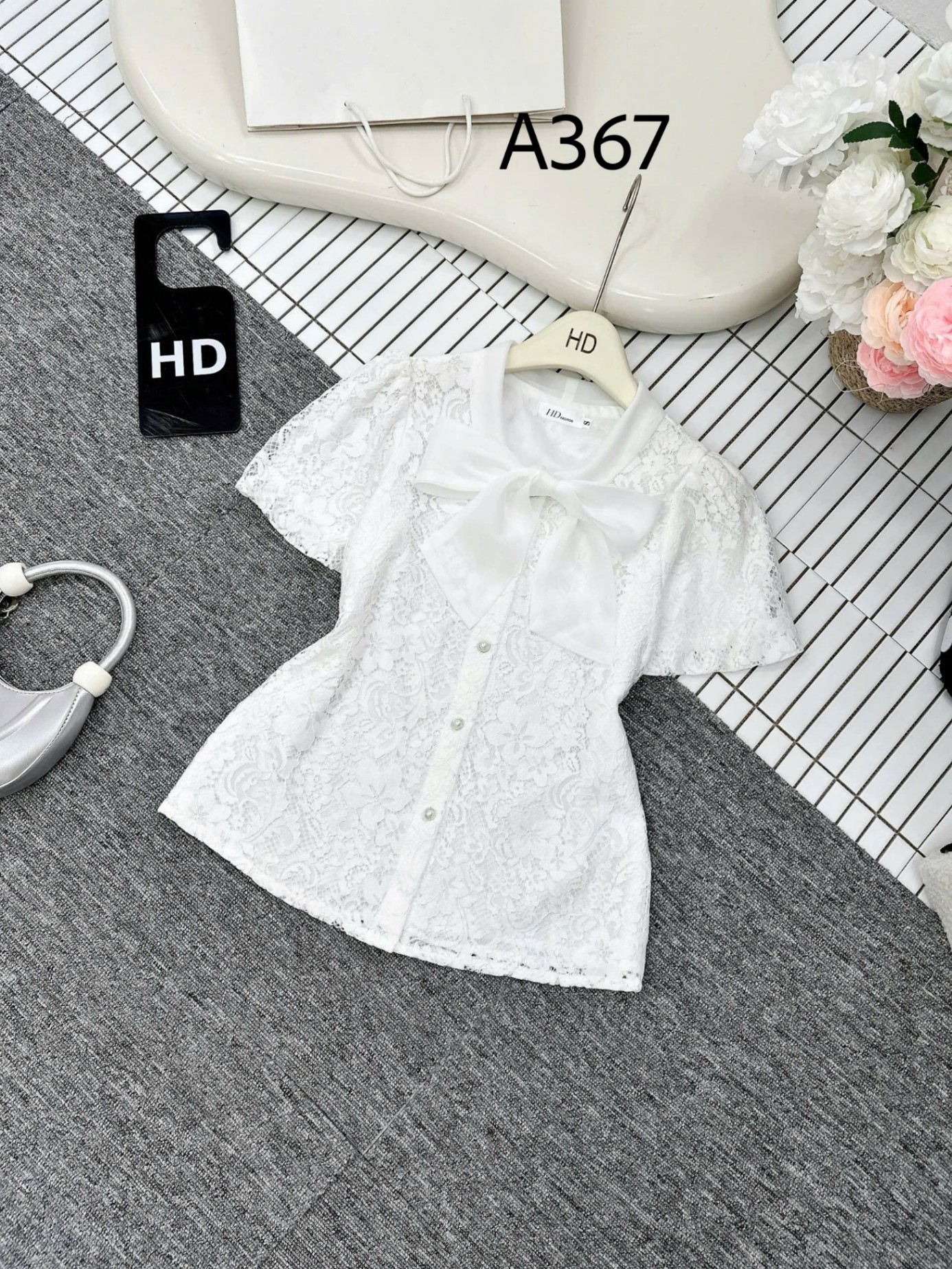 A367 Áo ren cổ nơ