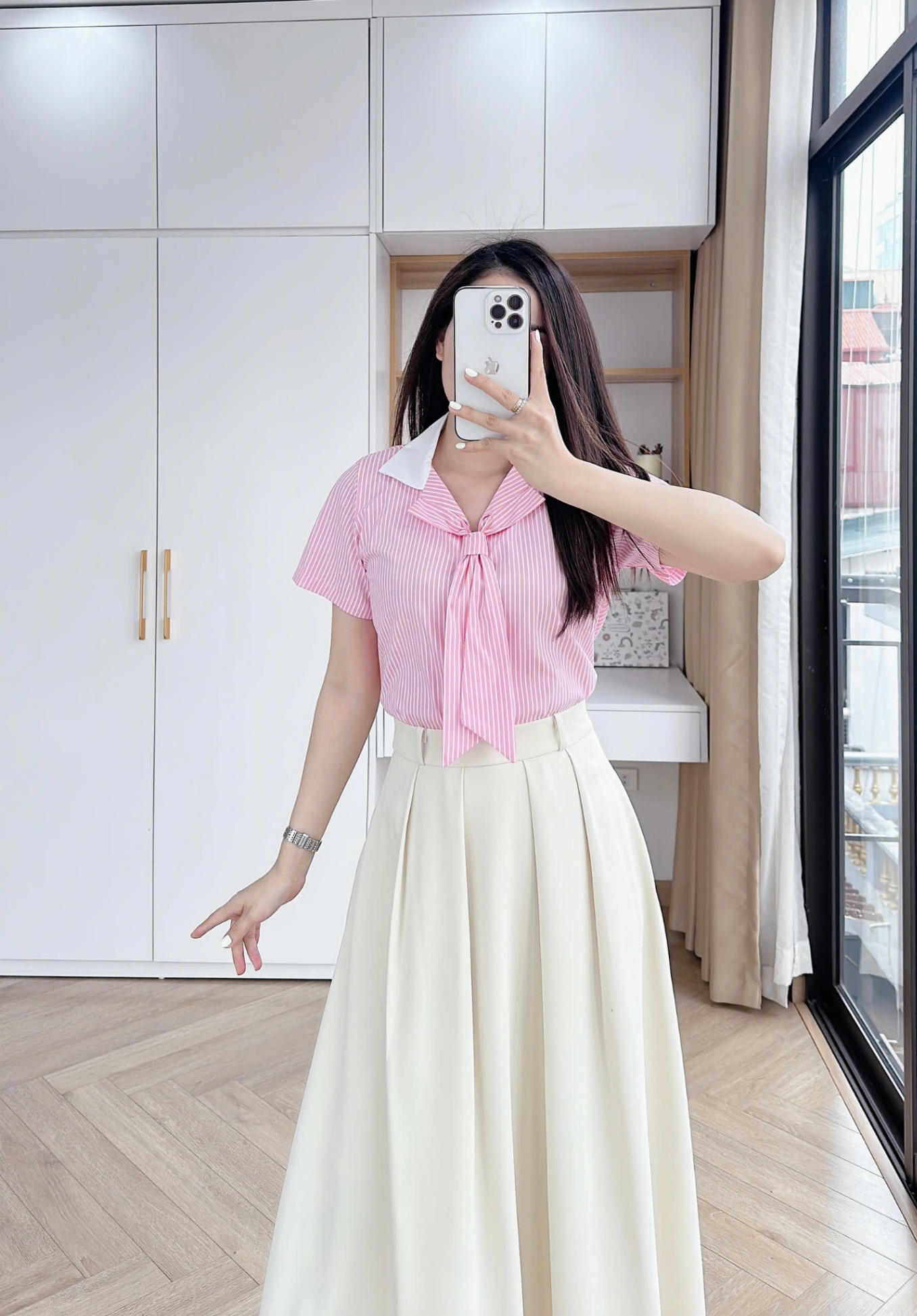 A368 Áo sơ mi kẻ cà vạt