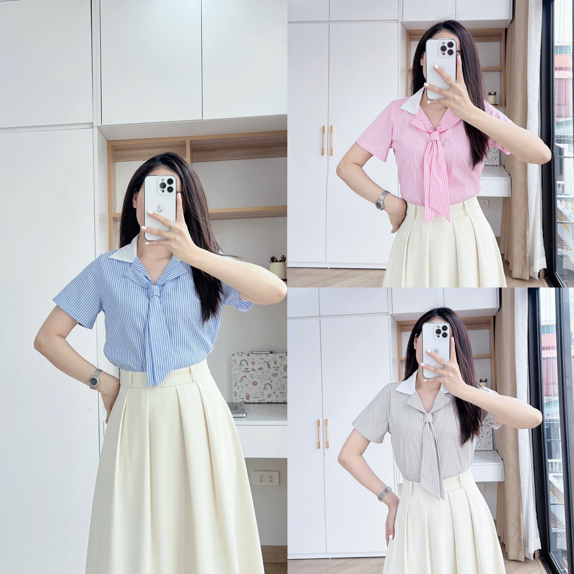 A368 Áo sơ mi kẻ cà vạt