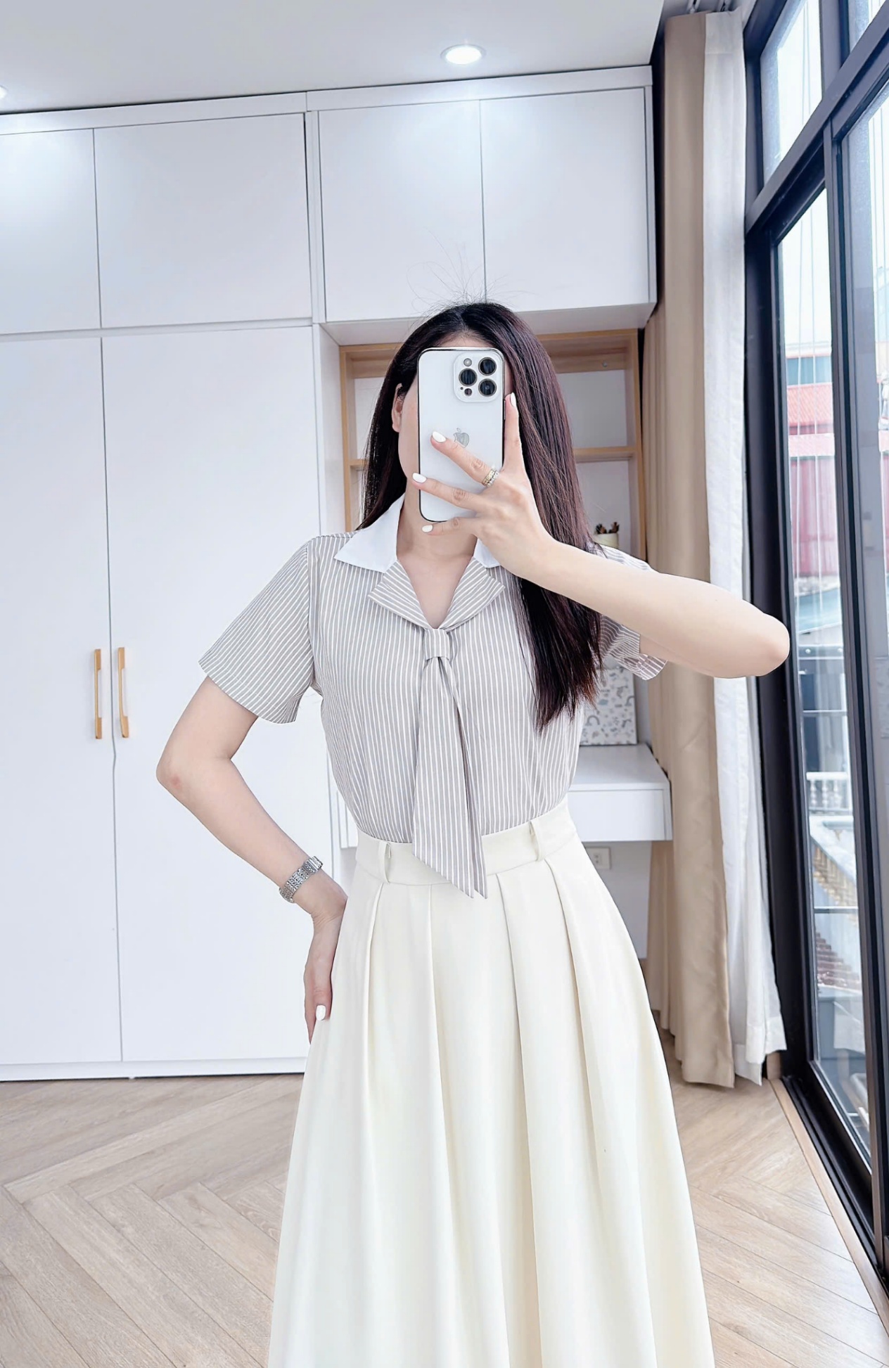 A368 Áo sơ mi kẻ cà vạt