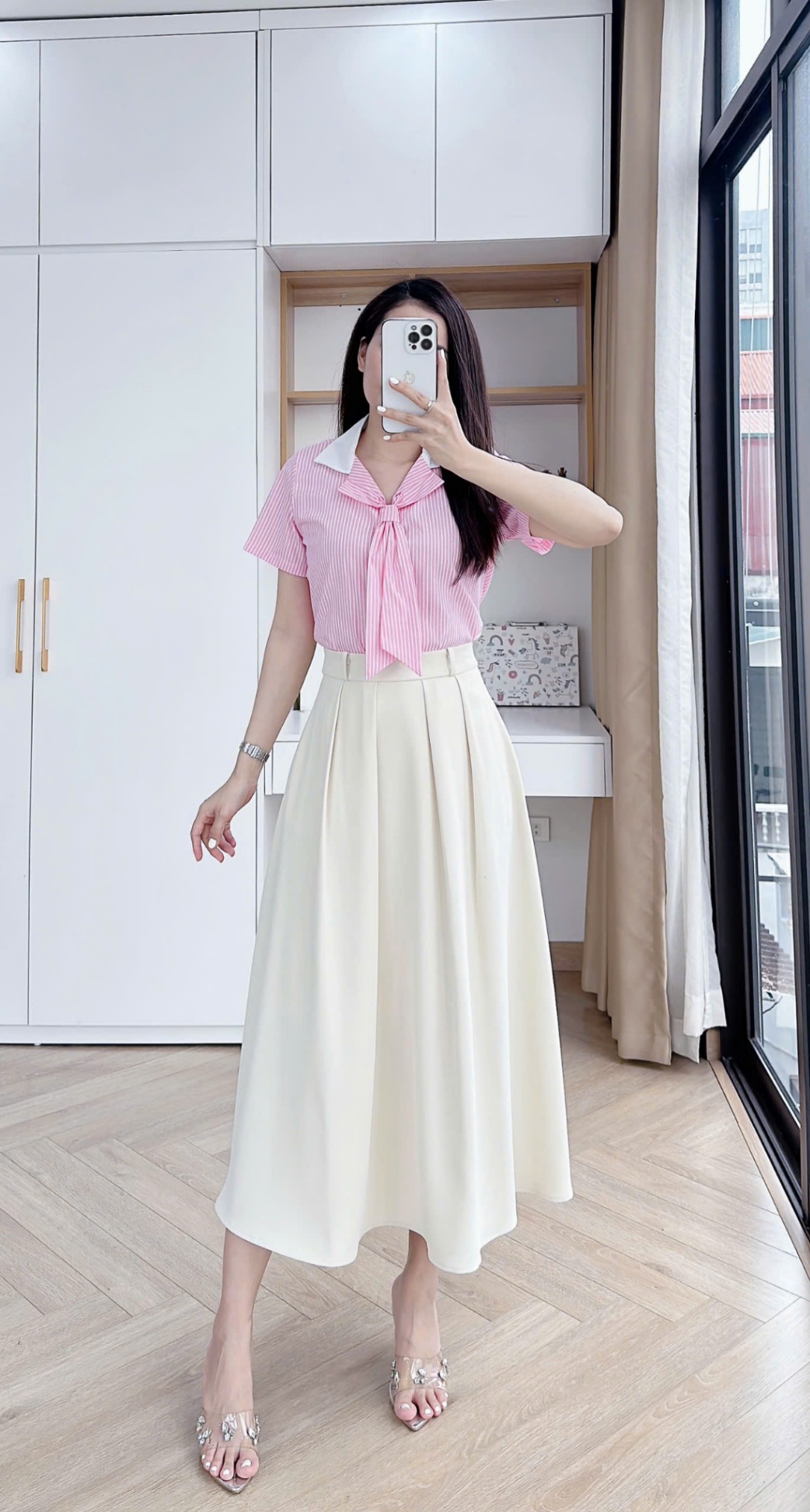 A368 Áo sơ mi kẻ cà vạt
