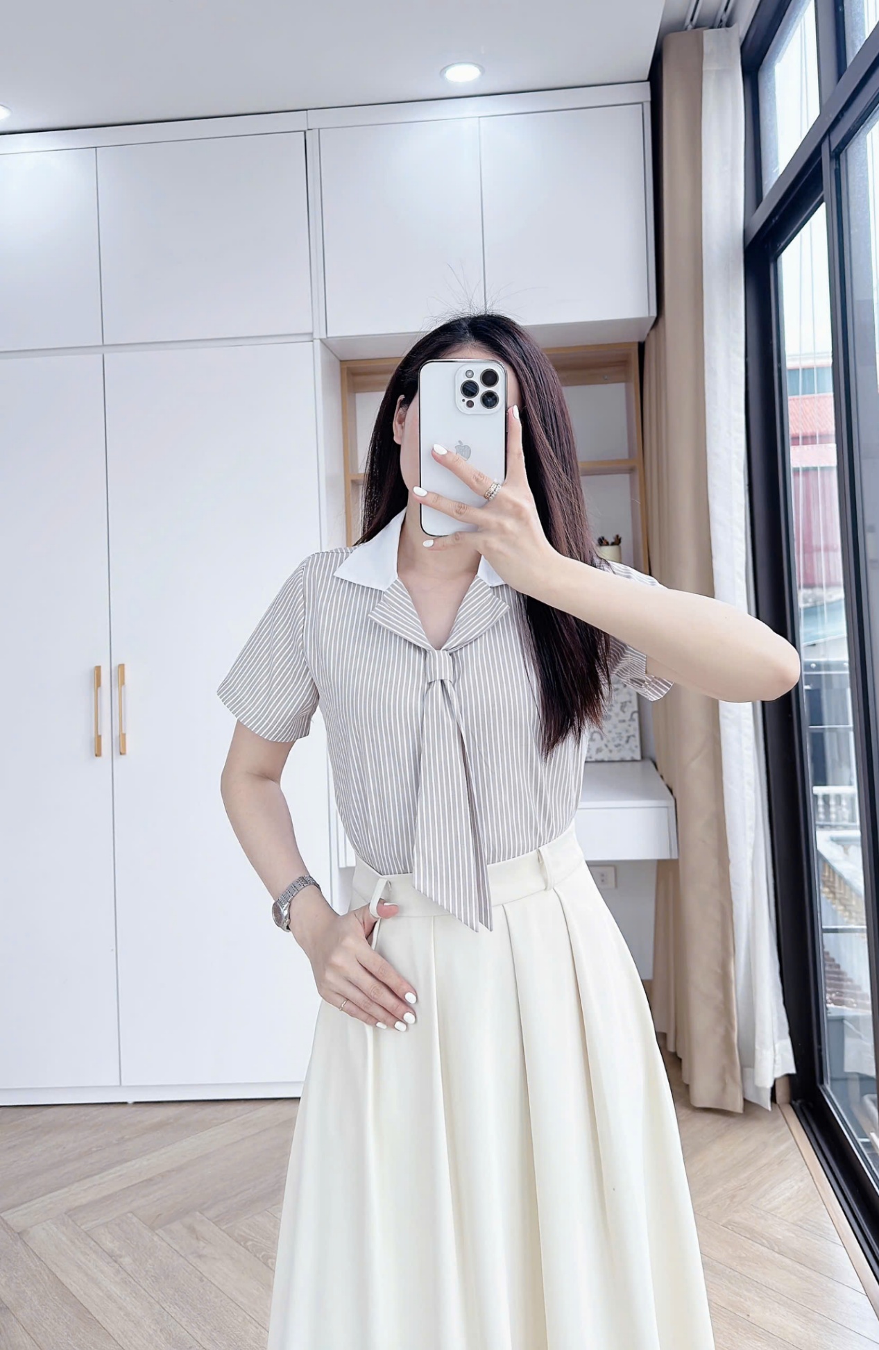 A368 Áo sơ mi kẻ cà vạt