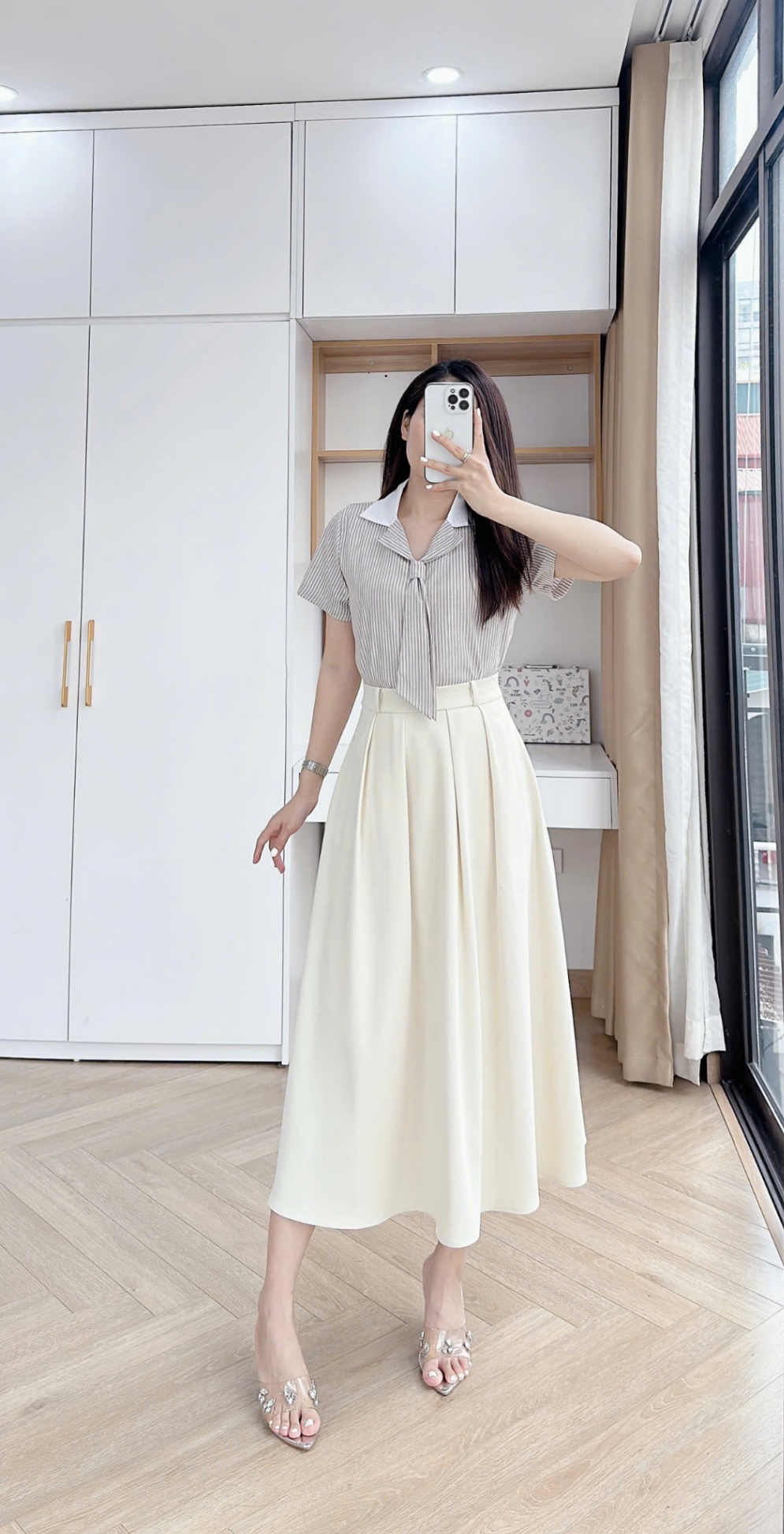 A368 Áo sơ mi kẻ cà vạt