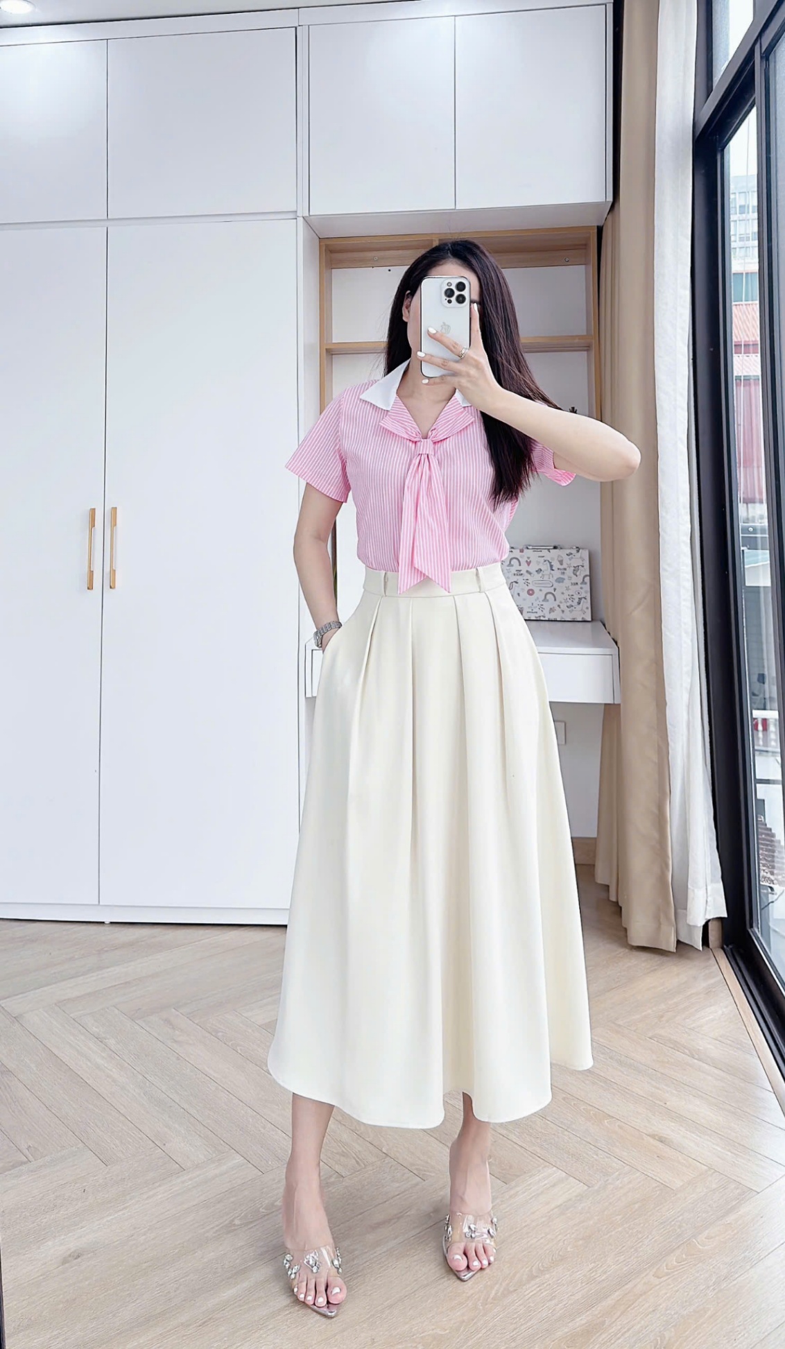 A368 Áo sơ mi kẻ cà vạt
