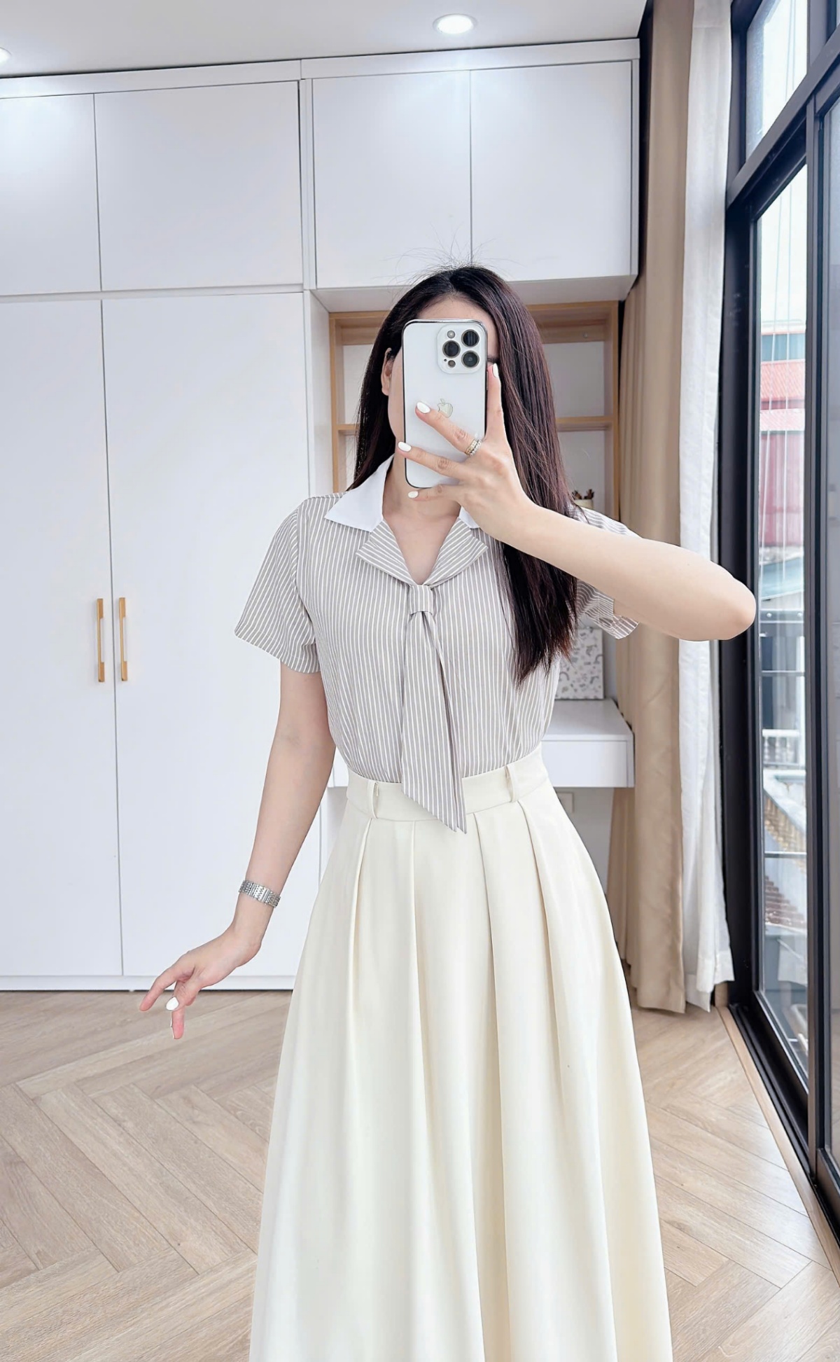 A368 Áo sơ mi kẻ cà vạt