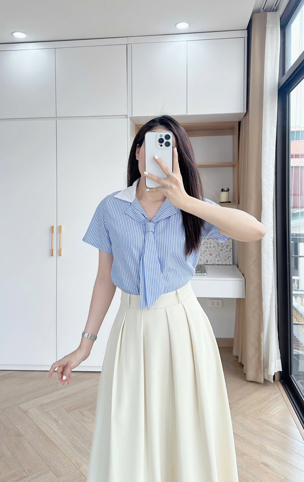 A368 Áo sơ mi kẻ cà vạt