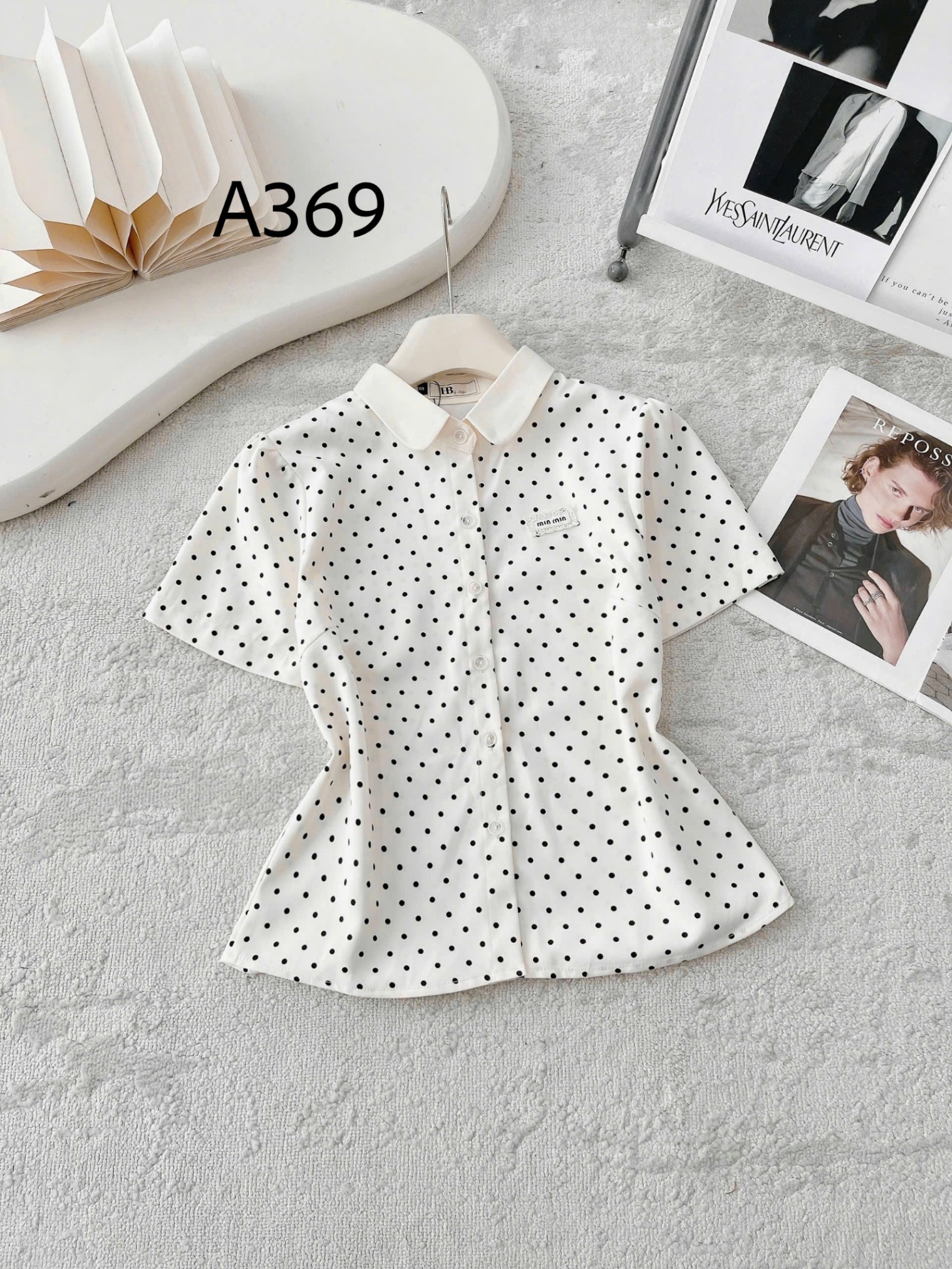 A369 Áo sơ mi cộc tay cổ sen