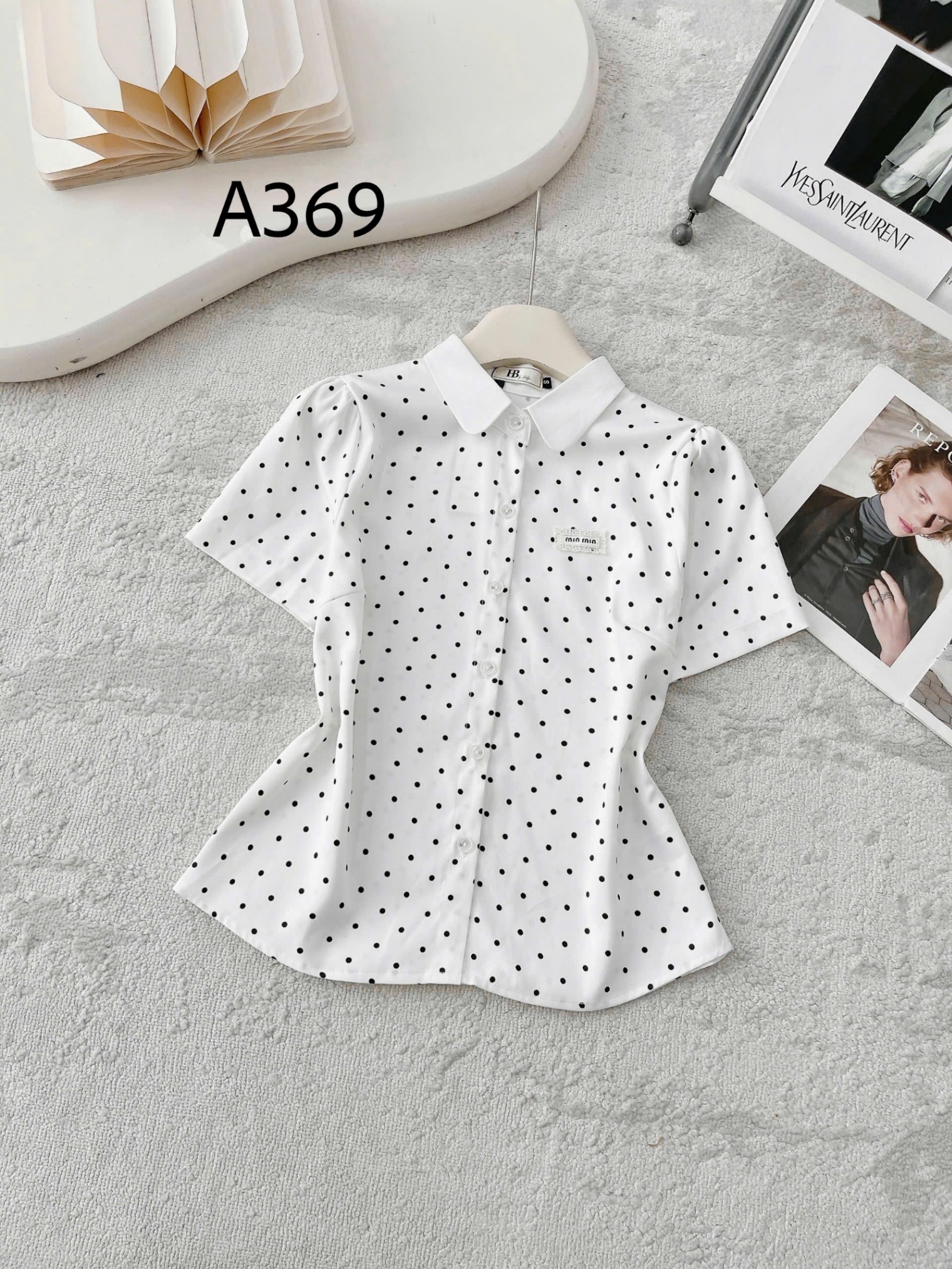 A369 Áo sơ mi cộc tay cổ sen