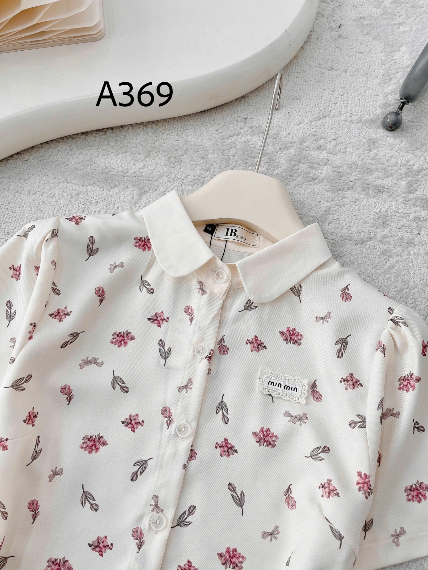A369 Áo sơ mi cộc tay cổ sen
