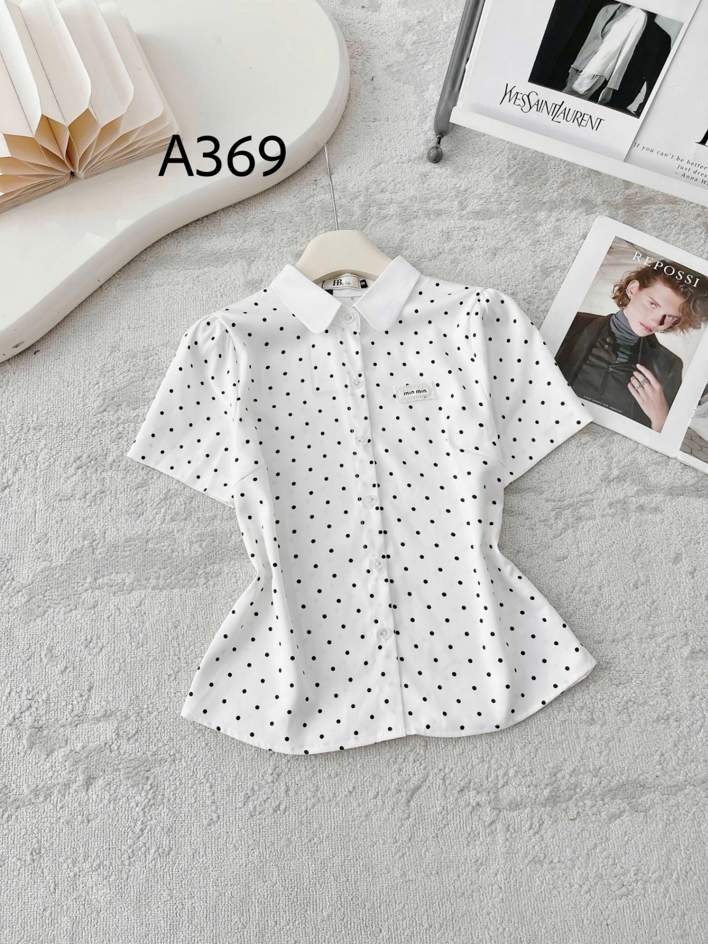 A369 Áo sơ mi cộc tay cổ sen
