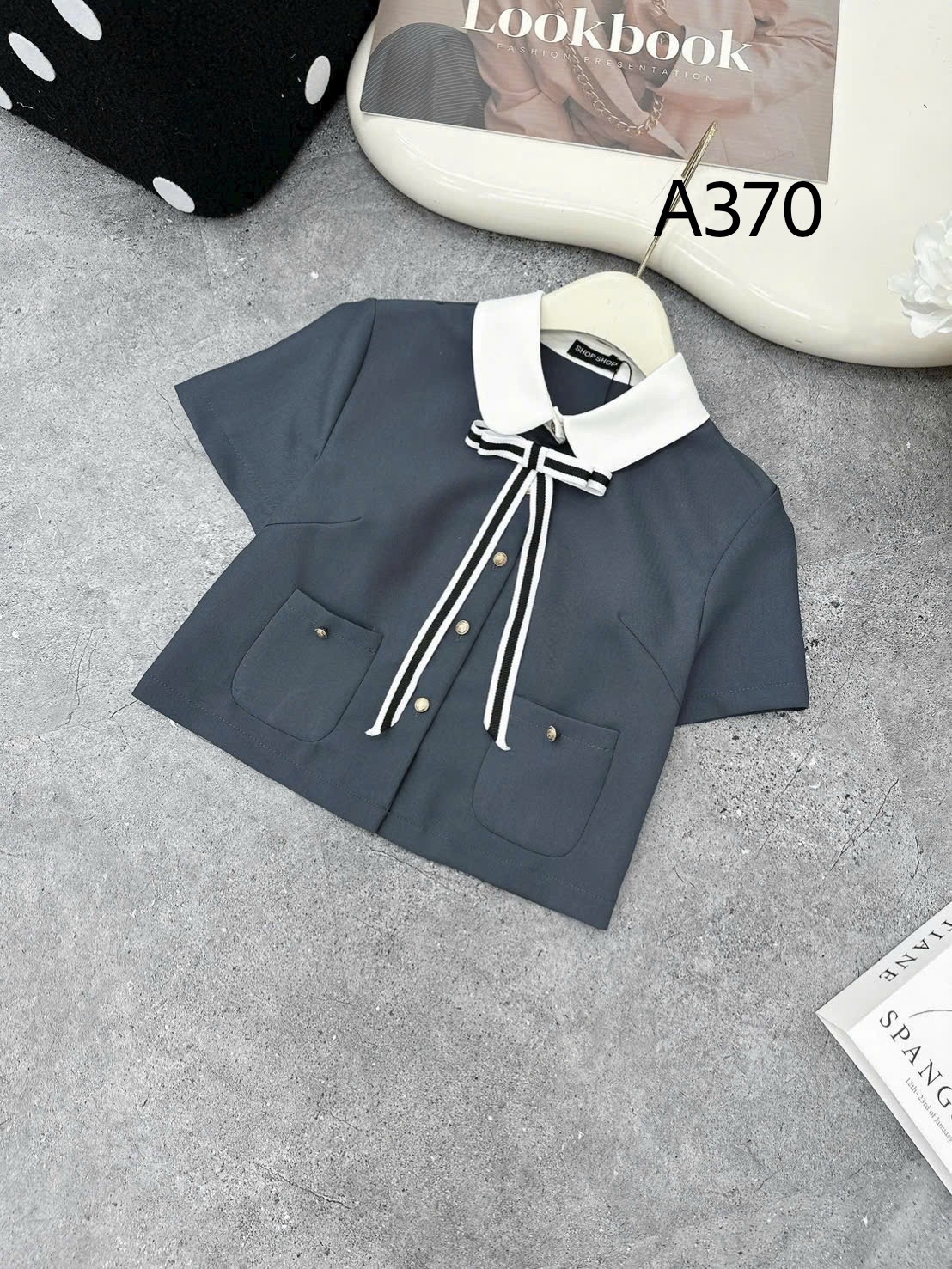 A370 Áo sơ mi nơ phối