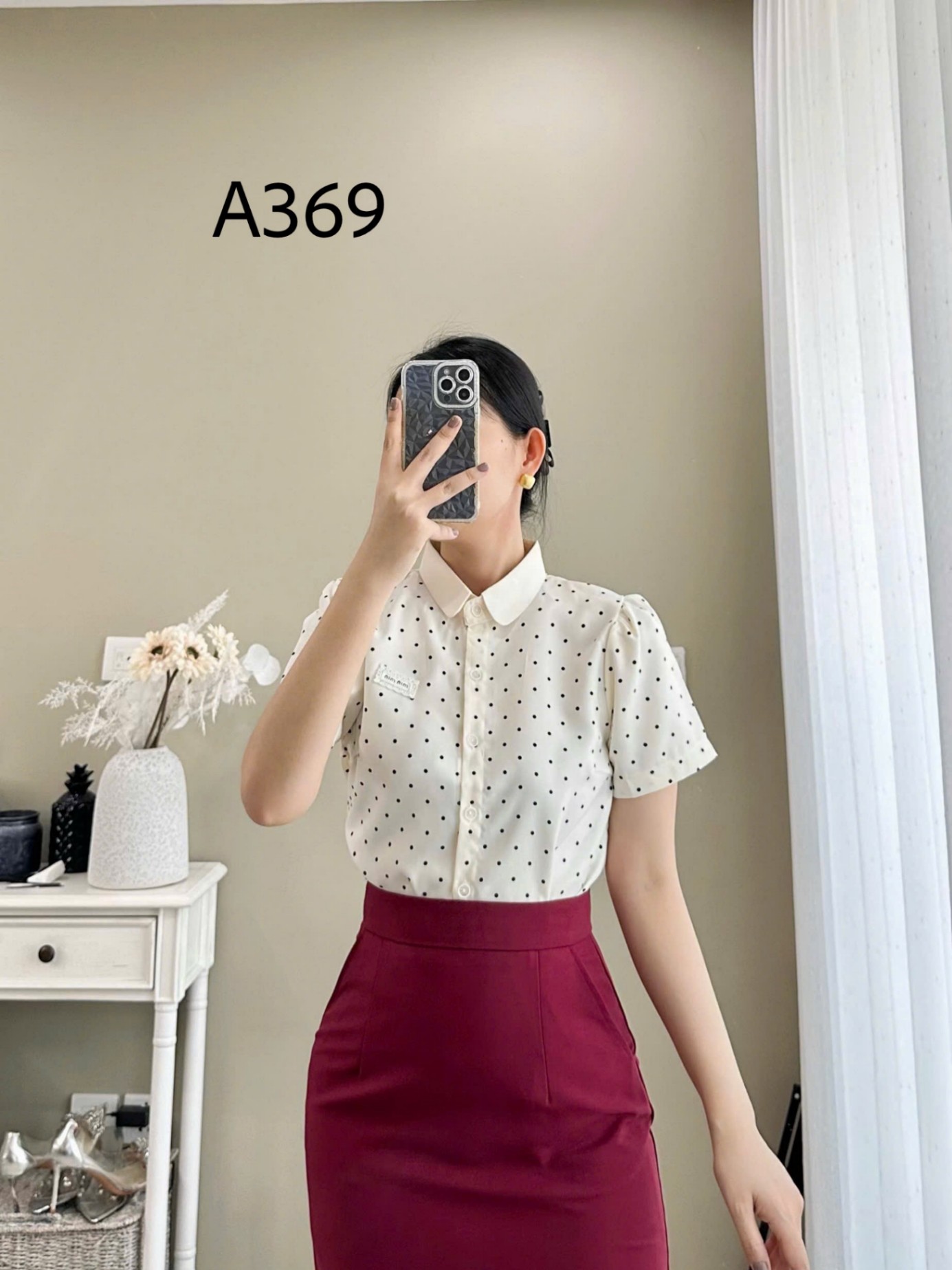 A369 Áo sơ mi cộc tay cổ sen