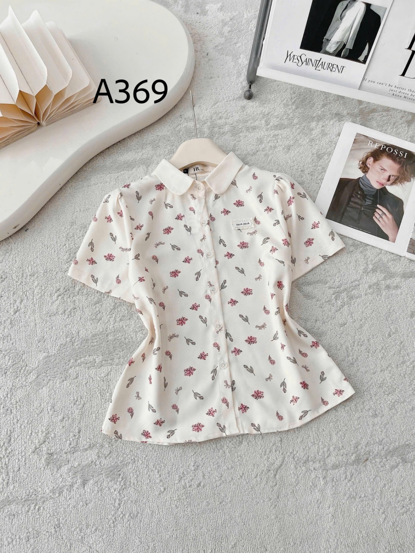 A369 Áo sơ mi cộc tay cổ sen