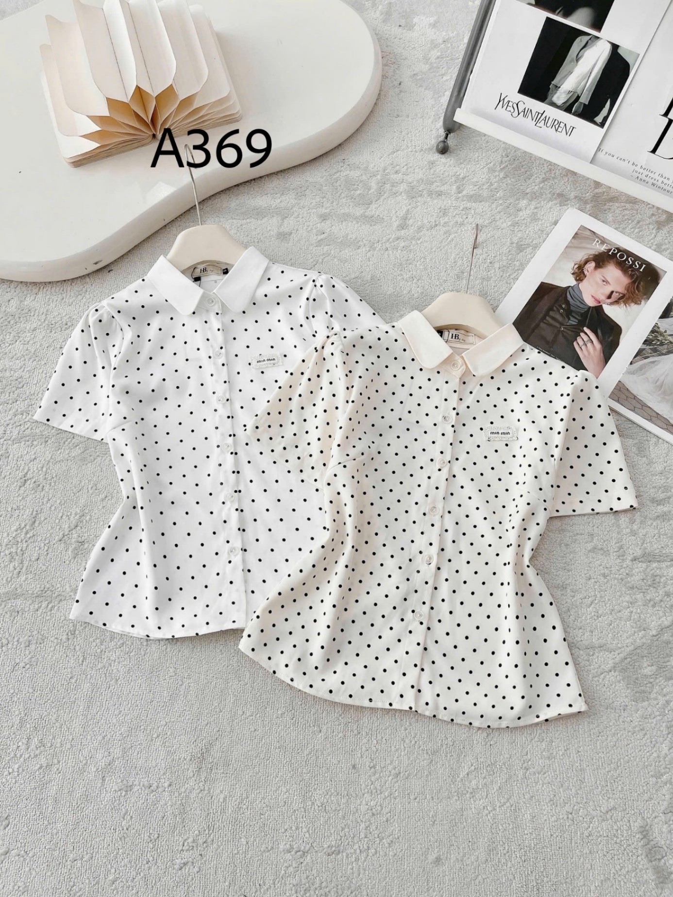 A369 Áo sơ mi cộc tay cổ sen