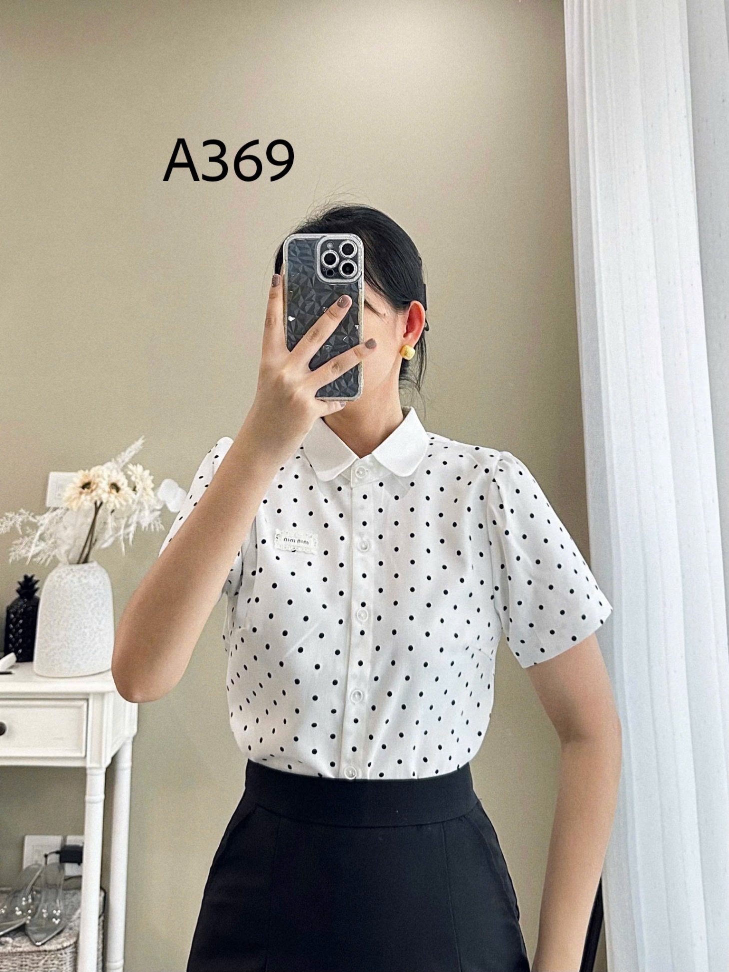 A369 Áo sơ mi cộc tay cổ sen