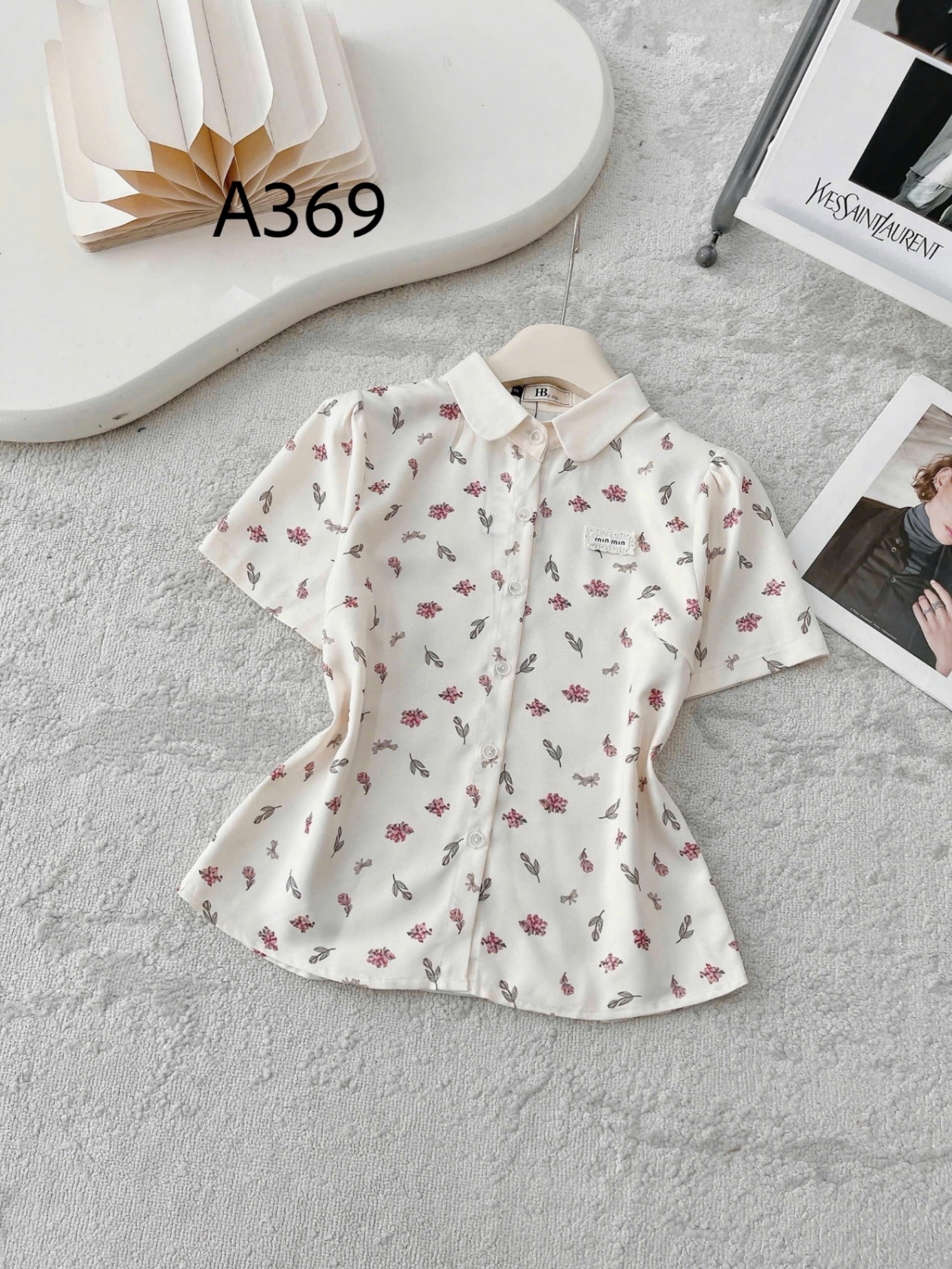 A369 Áo sơ mi cộc tay cổ sen