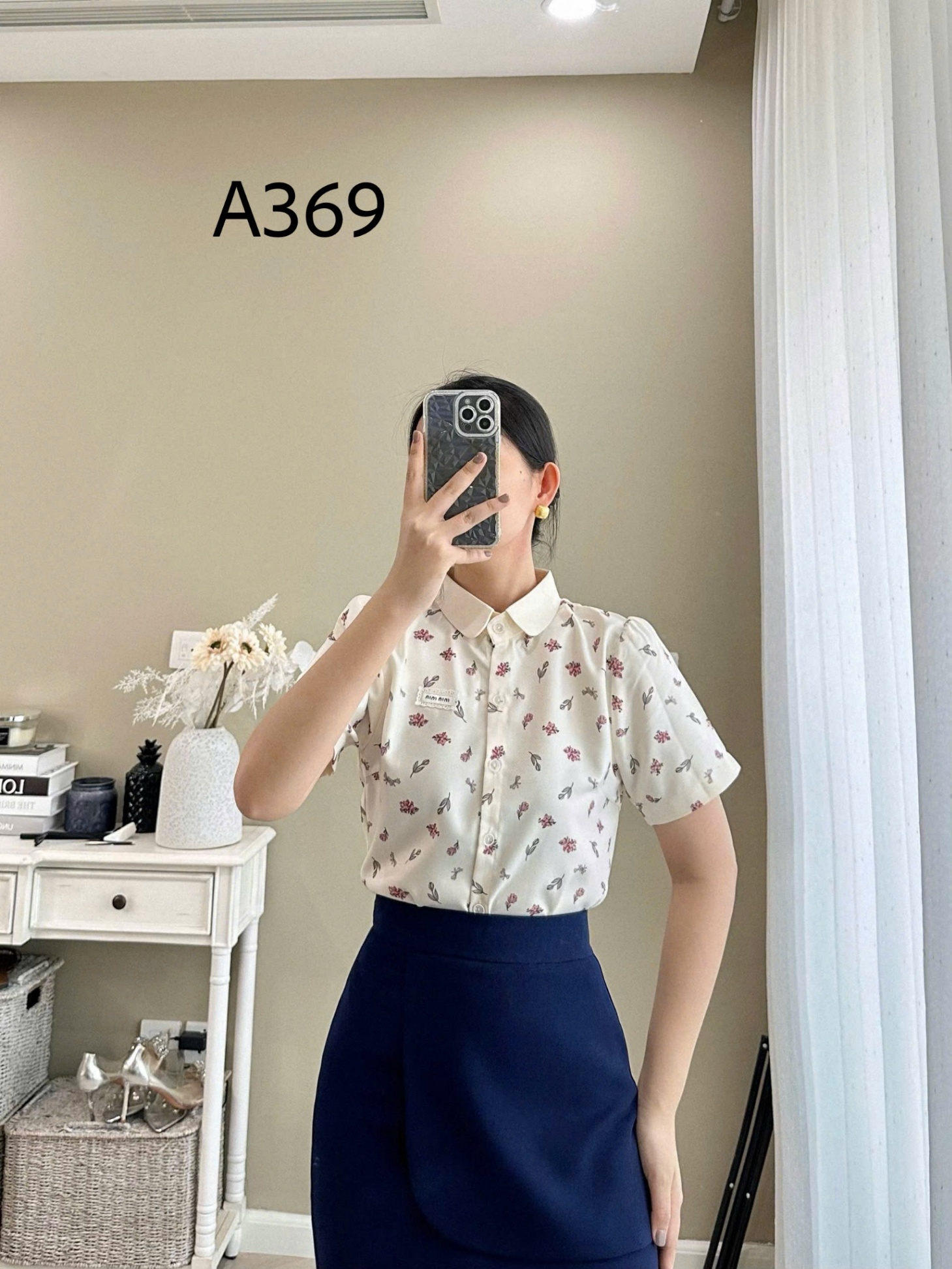 A369 Áo sơ mi cộc tay cổ sen