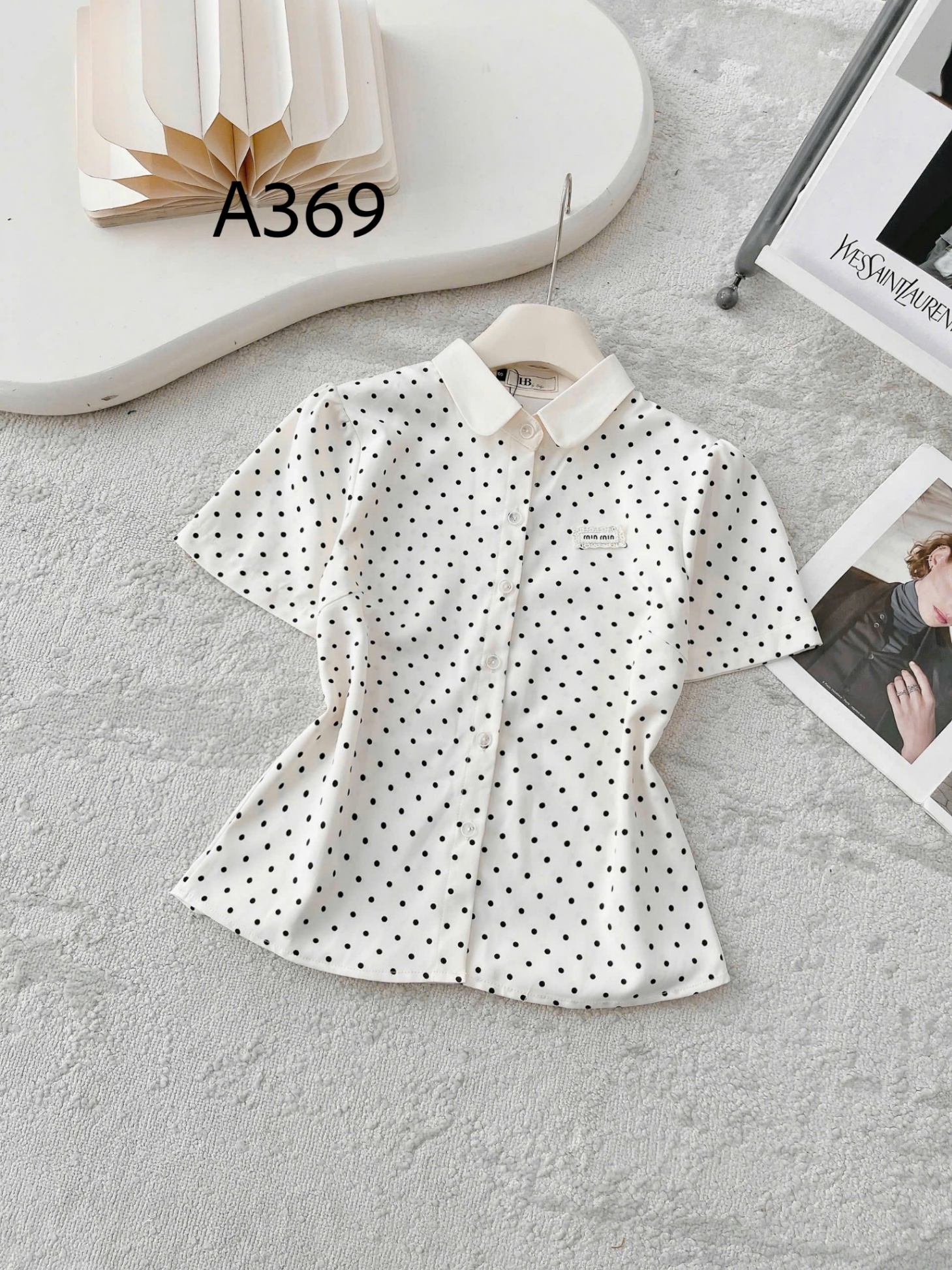 A369 Áo sơ mi cộc tay cổ sen