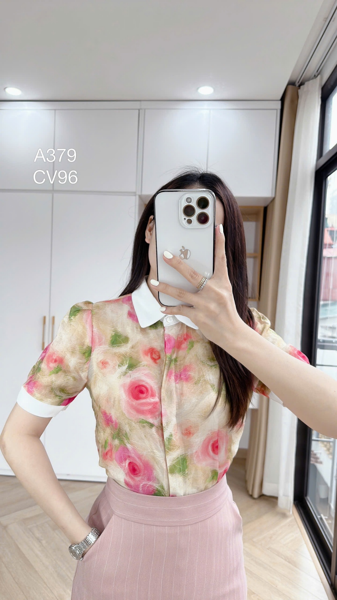 CV96 Chân váy kẻ dáng dài