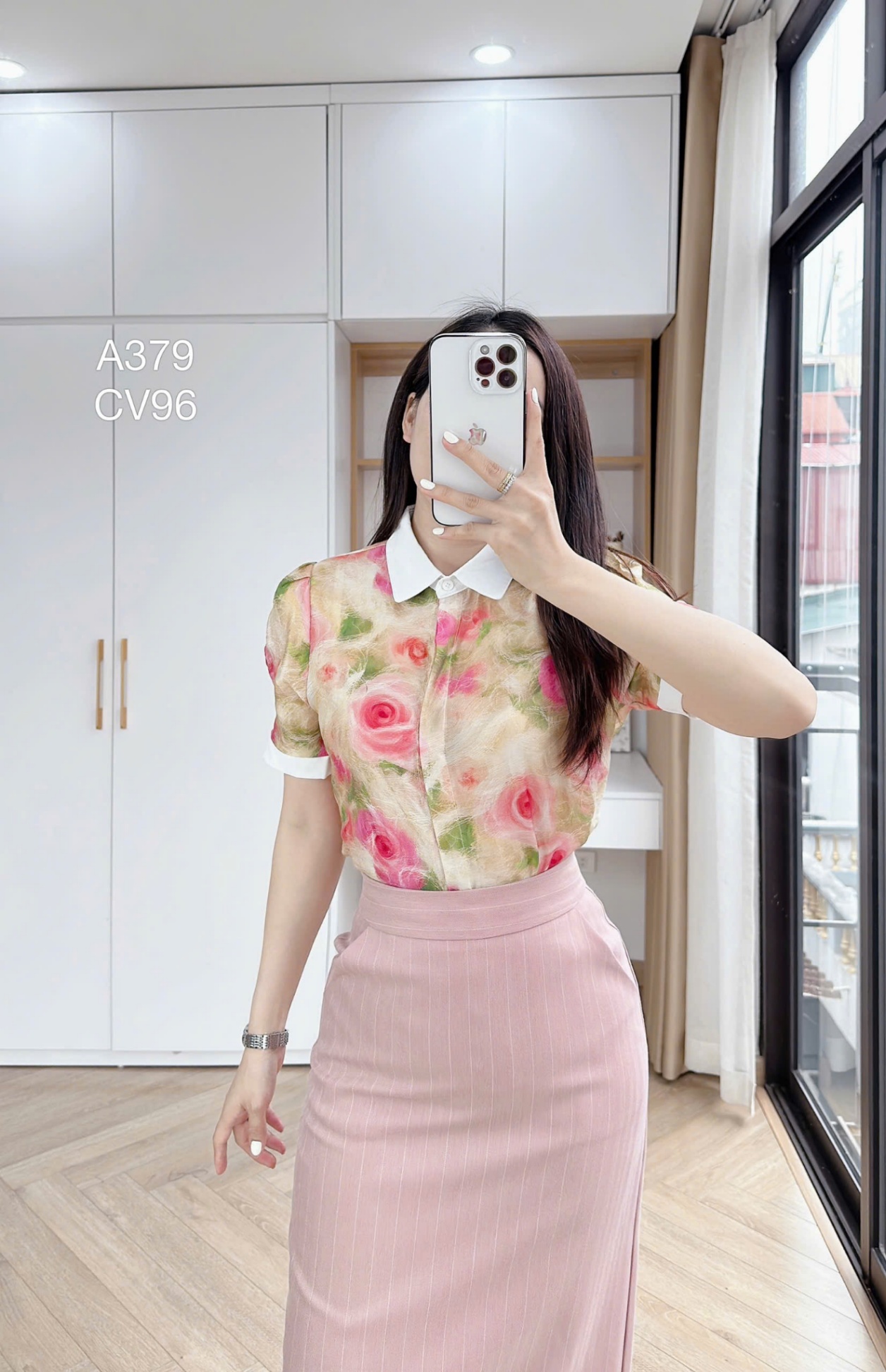 CV96 Chân váy kẻ dáng dài