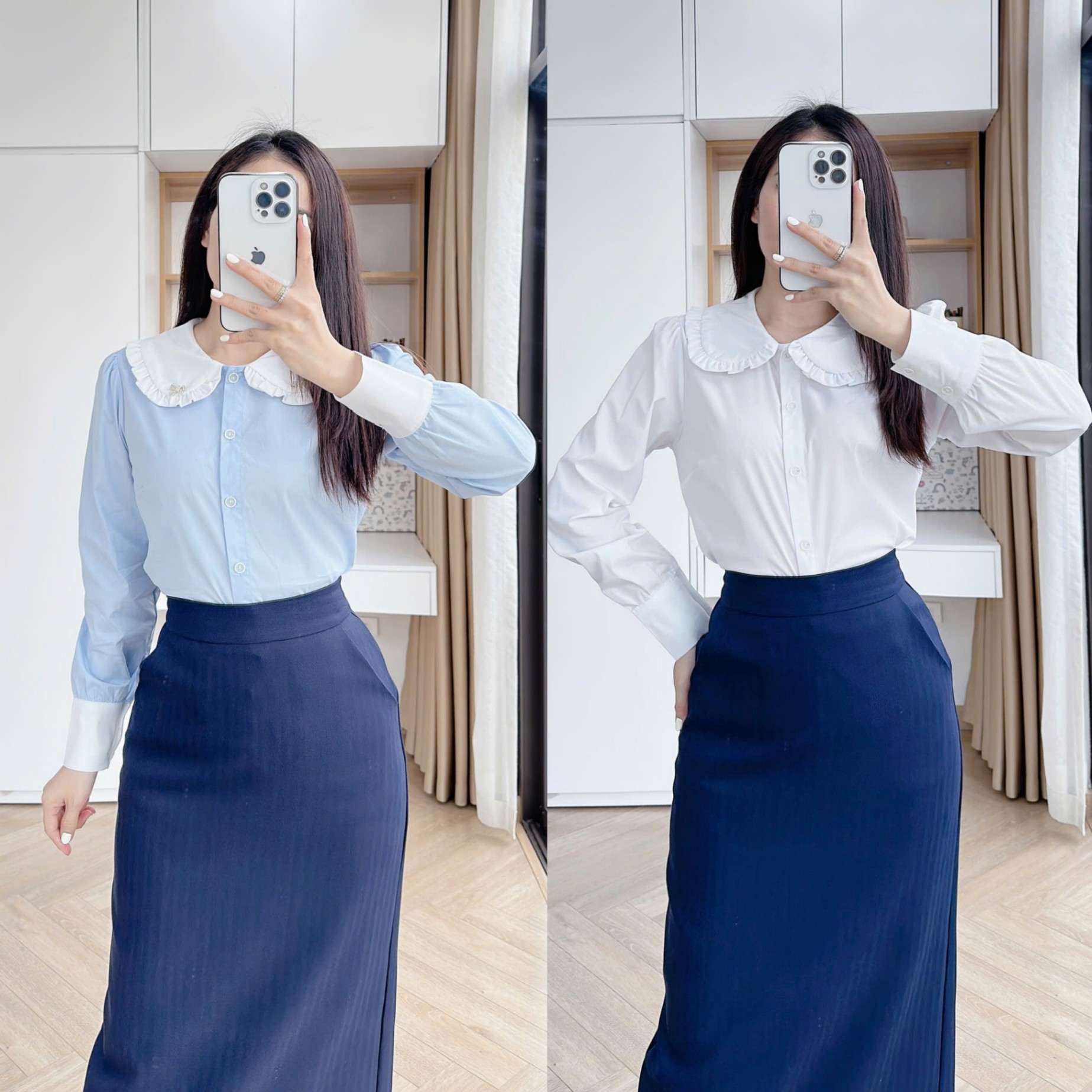 A384 Áo sơ mi cổ bèo