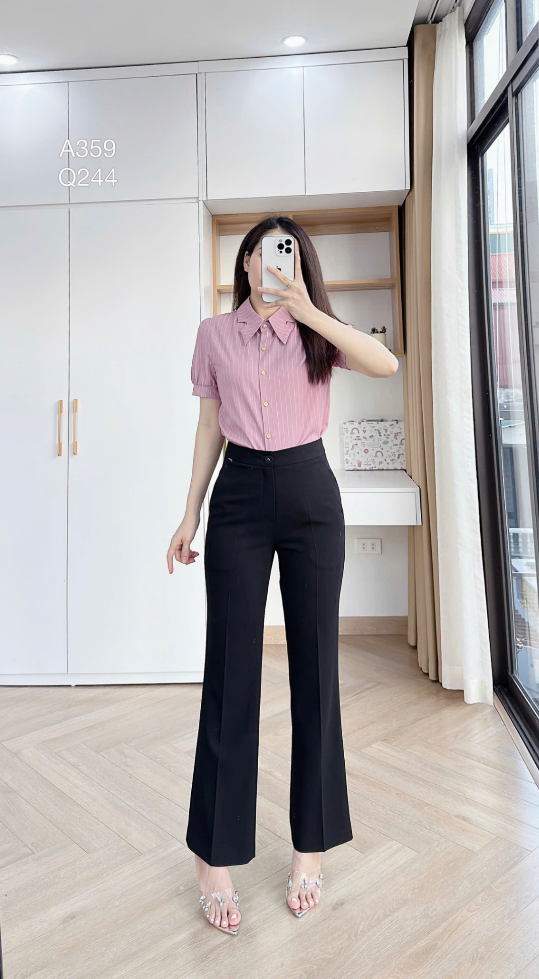 Q244 quần loe 1 cúc bọc trơn