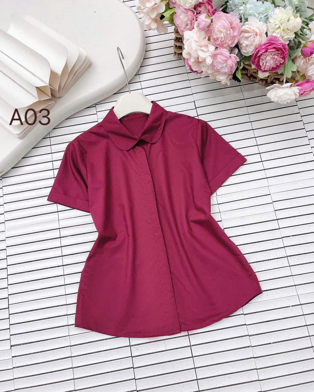 A03 áo trắng cổ sen