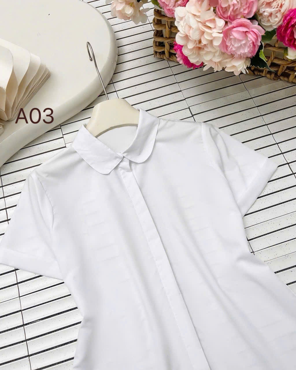 A03 áo trắng cổ sen