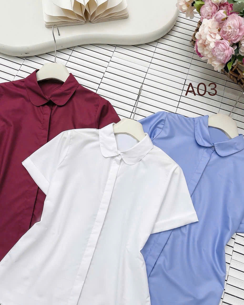 A03 áo trắng cổ sen