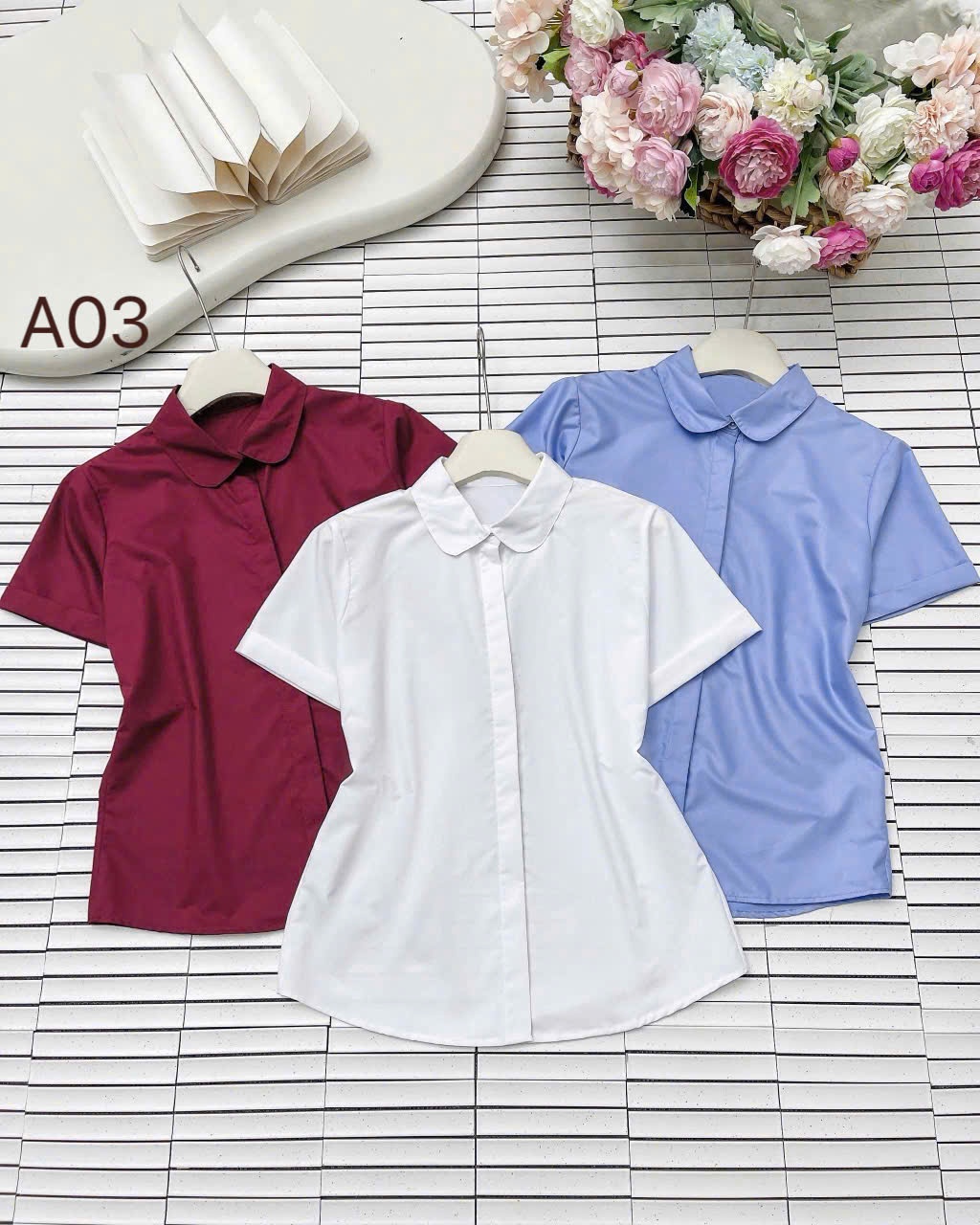 A03 áo trắng cổ sen