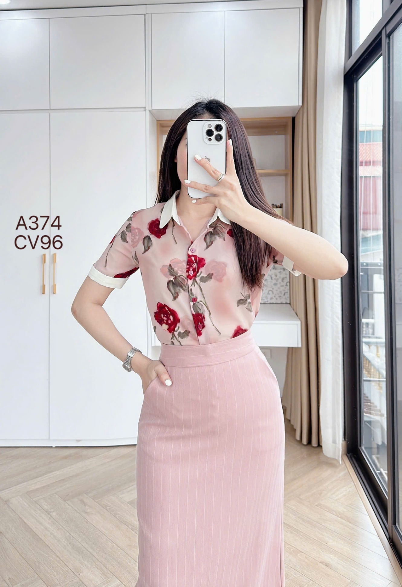 CV96 Chân váy kẻ dáng dài