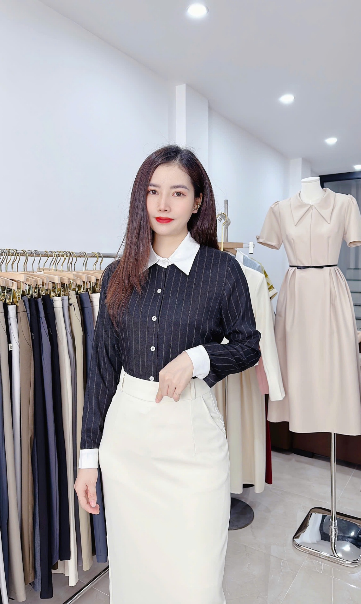 A339 Áo sơ mi kẻ tay dài