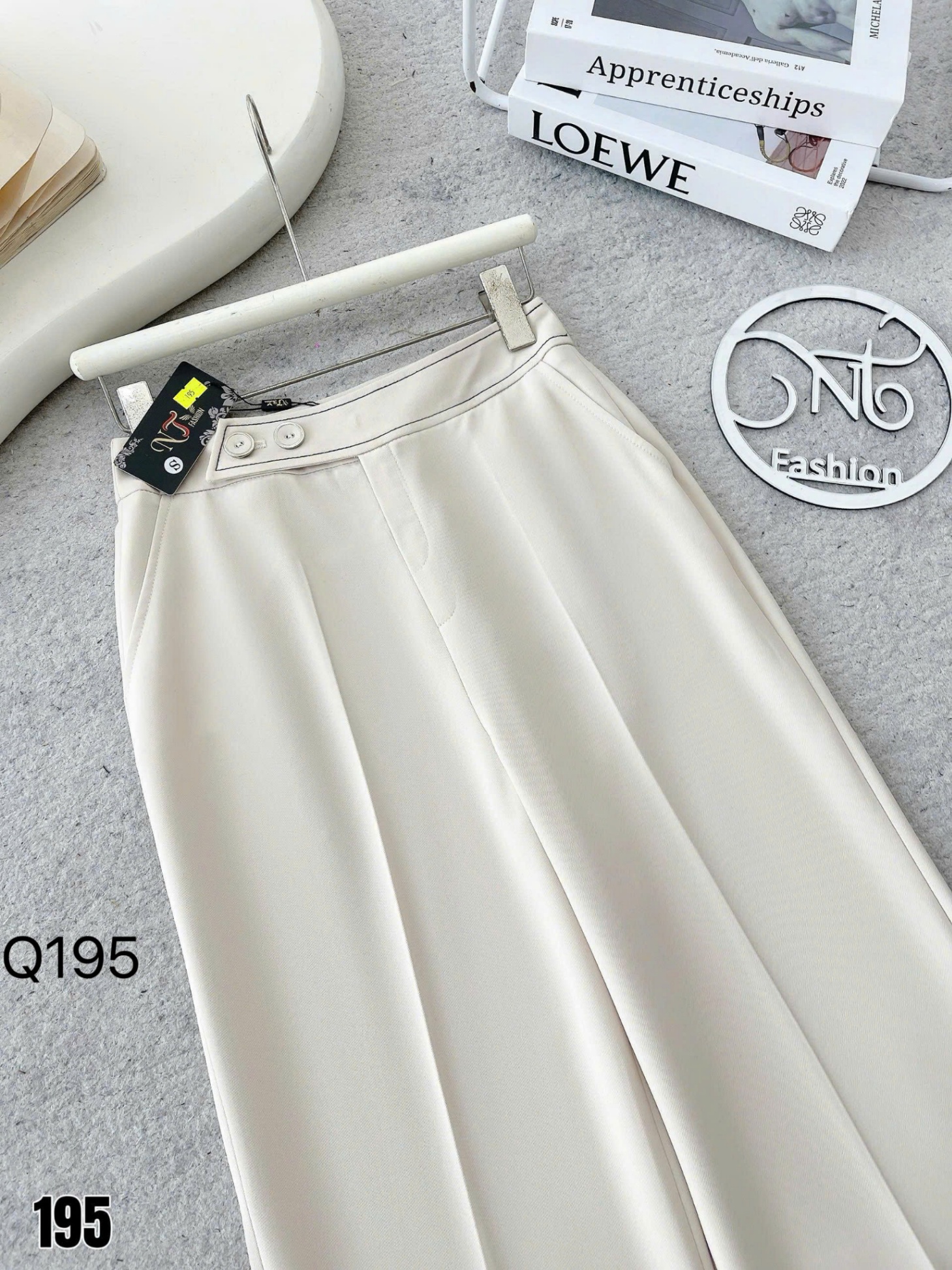 Q195 quần xuông 2 cúc viền chỉ