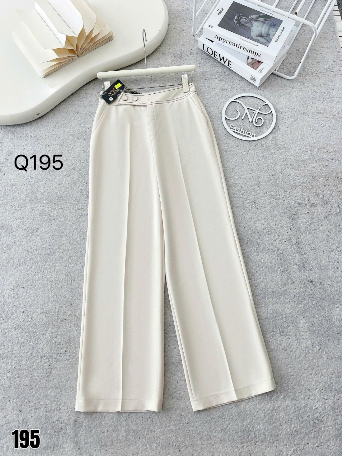 Q195 quần xuông 2 cúc viền chỉ