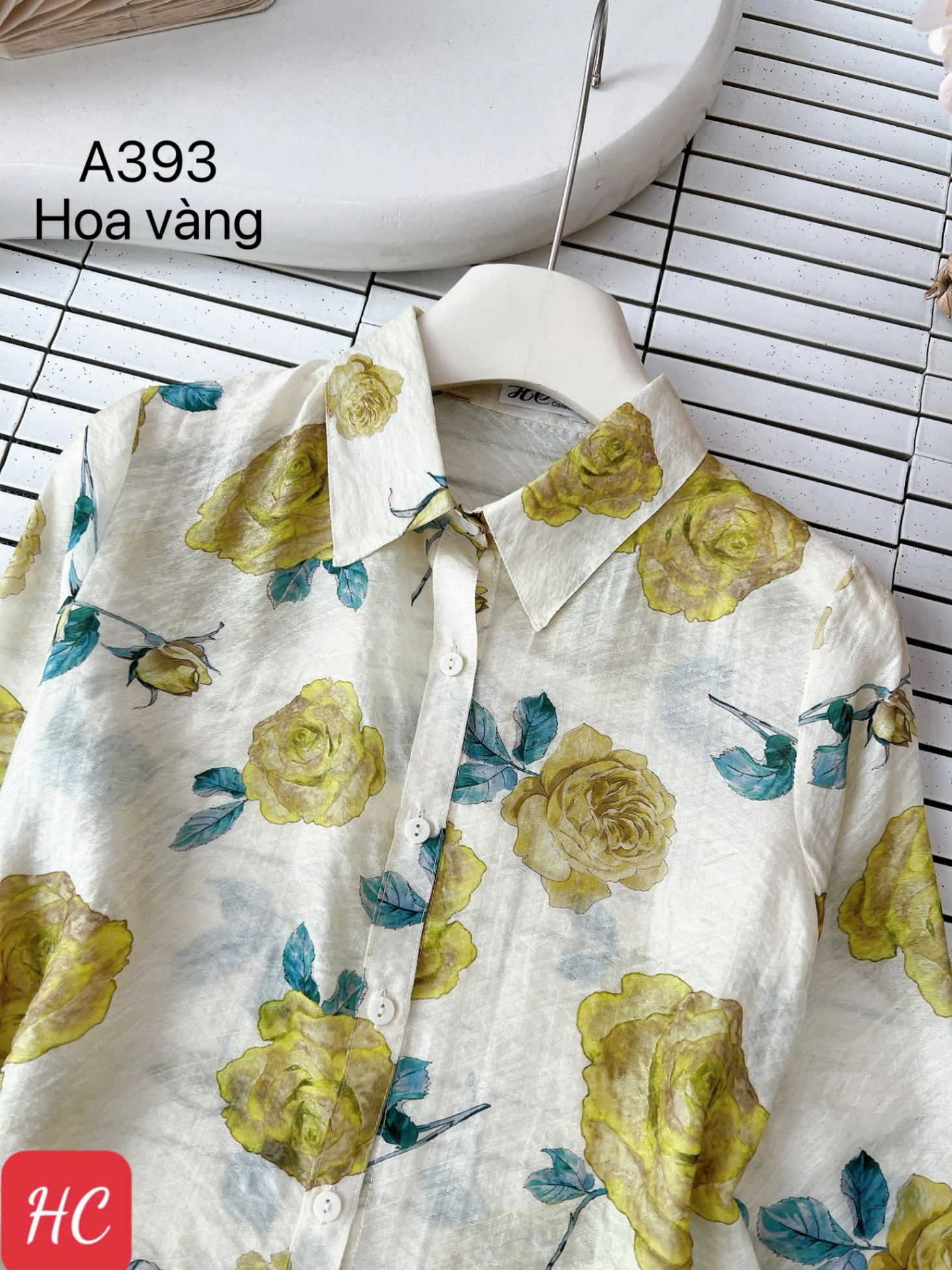 A393 áo hoa dài tay