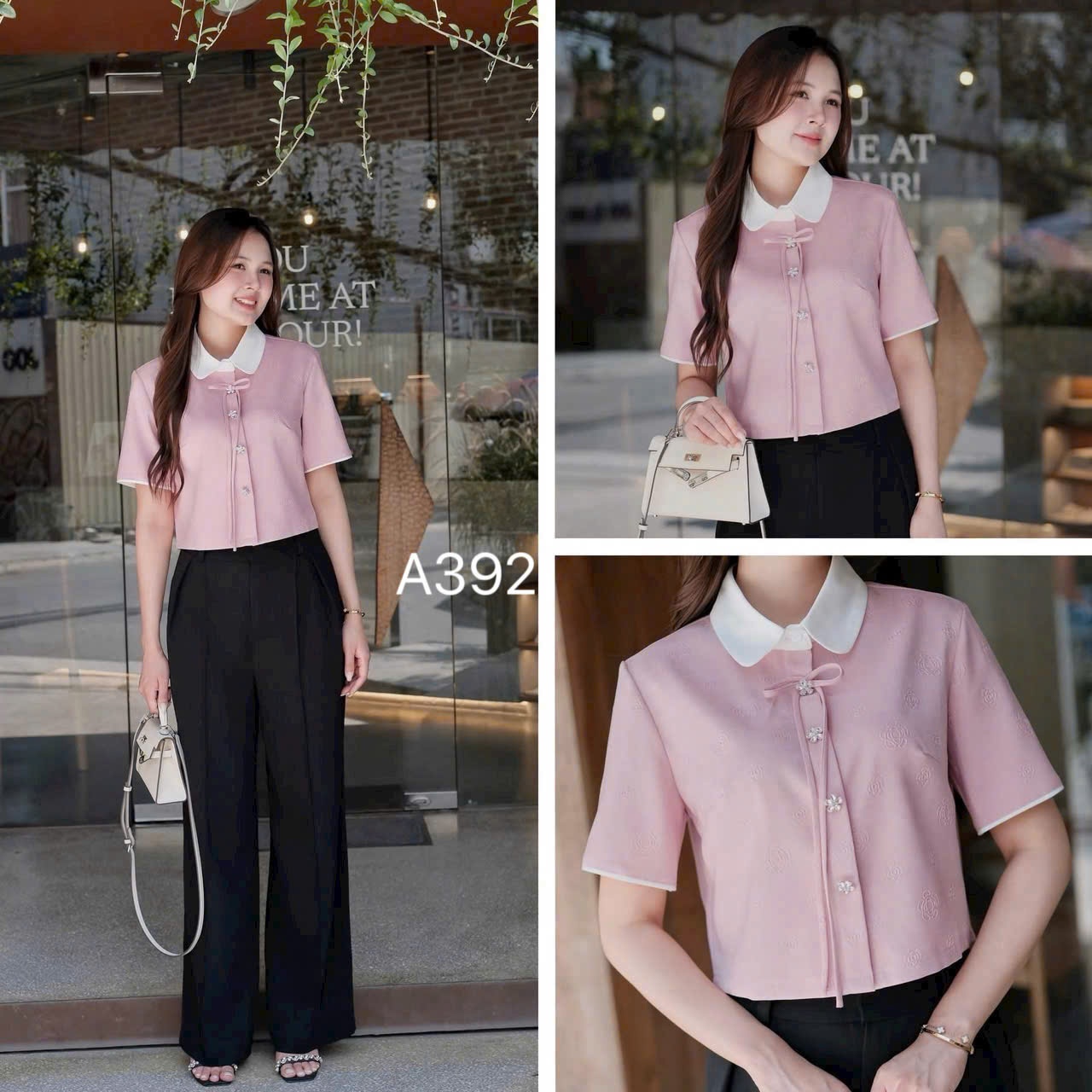 A392 áo kí giả cổ trắng