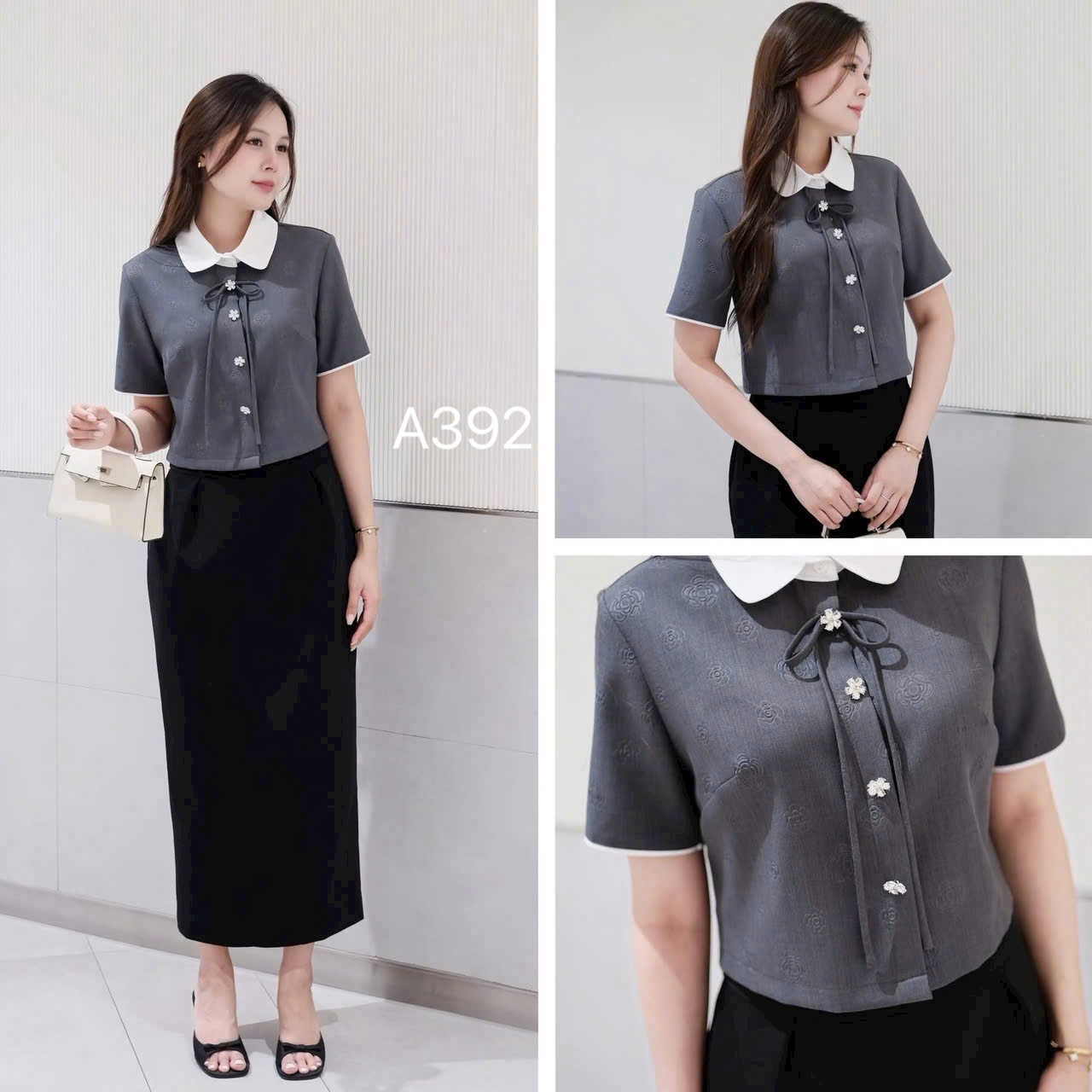 A392 áo kí giả cổ trắng